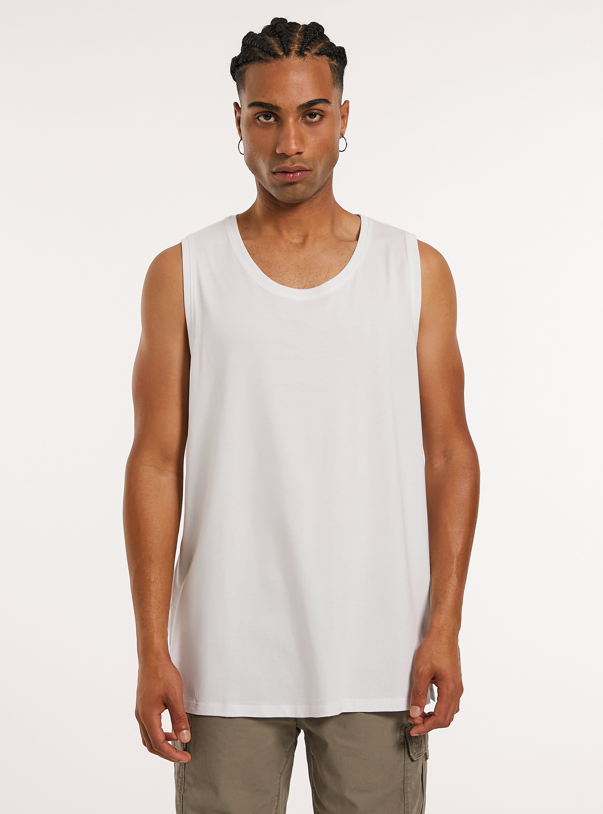 Solid-coloured comfort fit tank top, WH3 WHITE