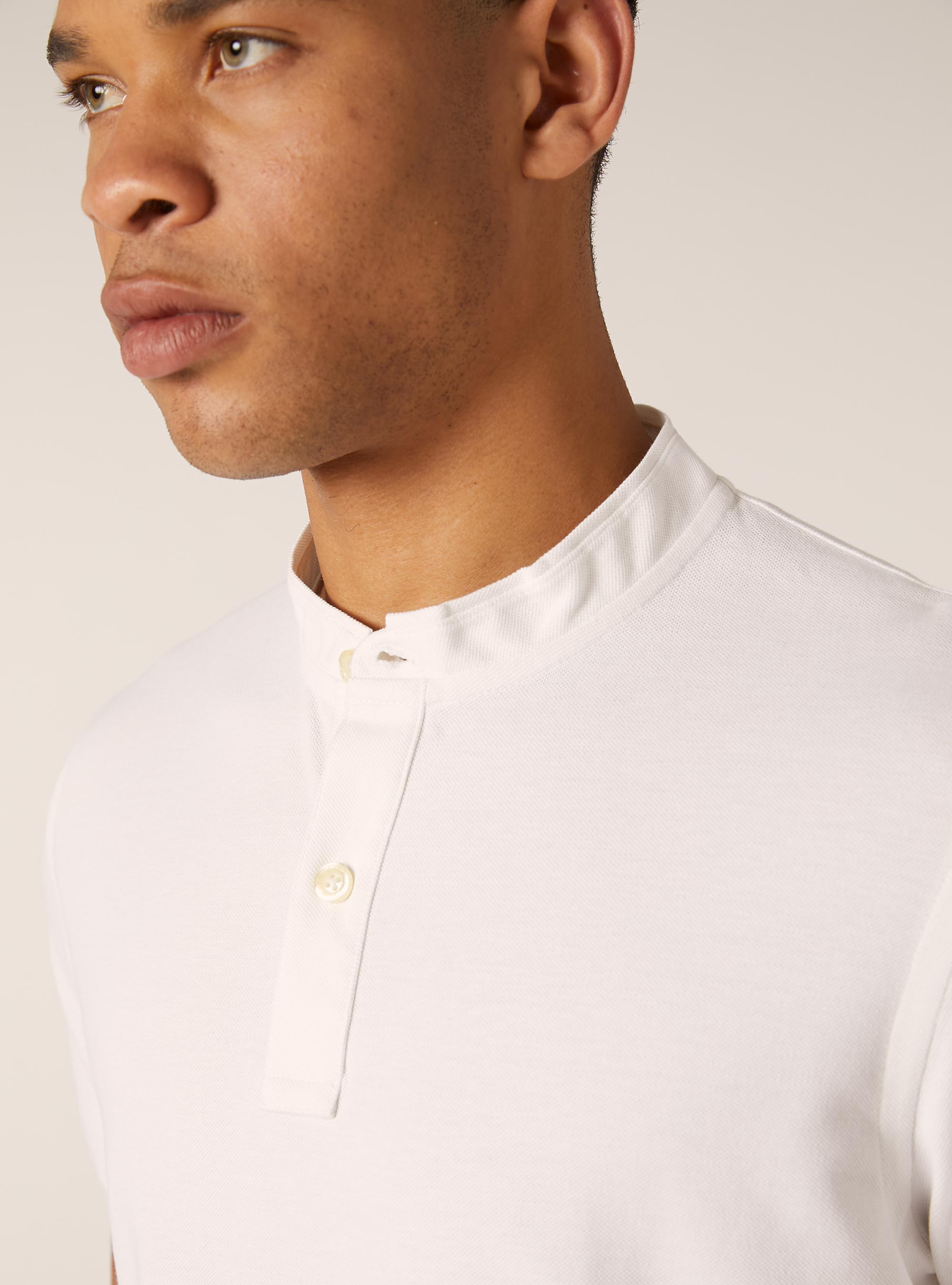 Cotton polo shirt with Korean collar, WH3 WHITE
