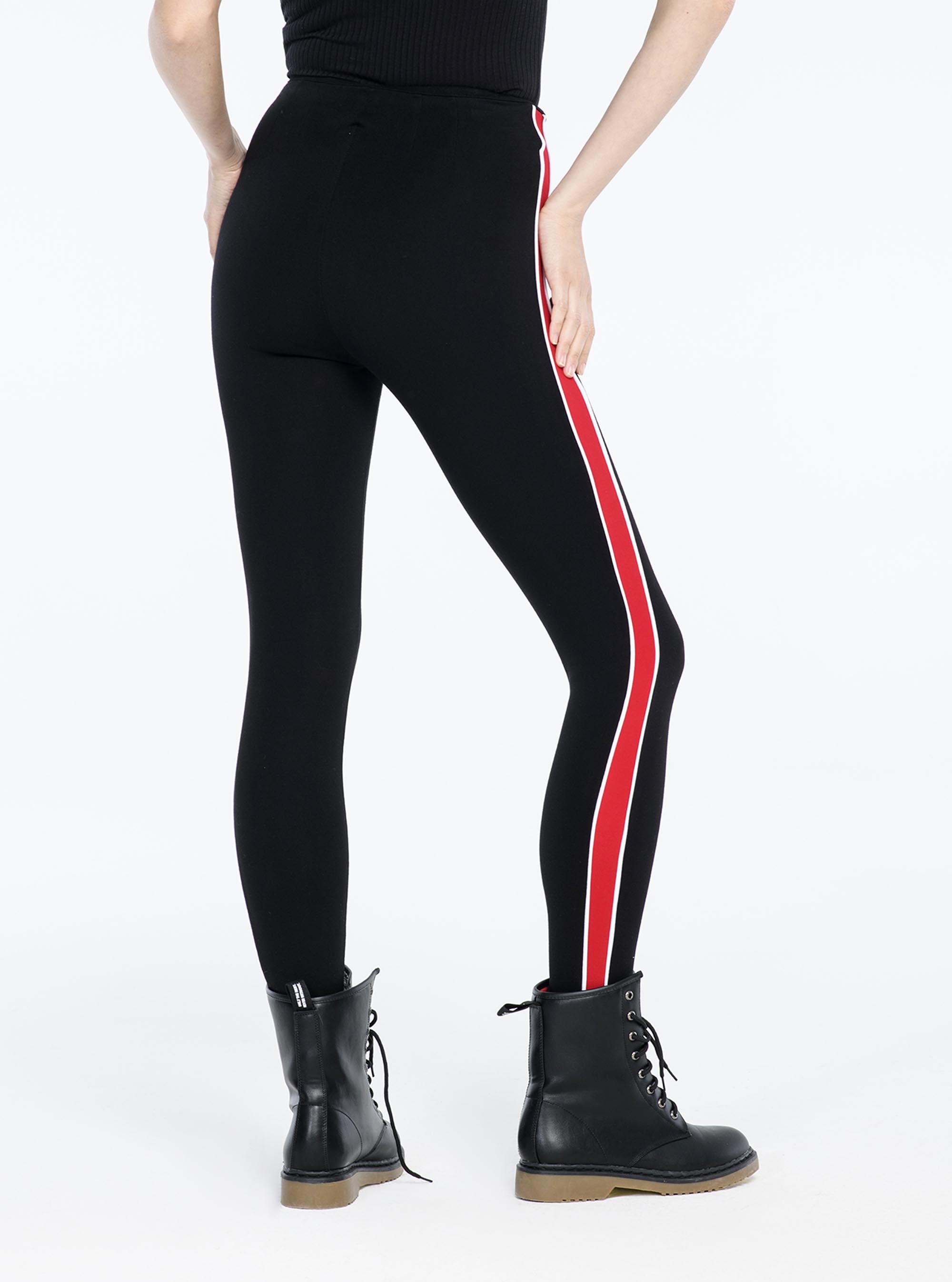 Legging with side bands, C101 BLACK