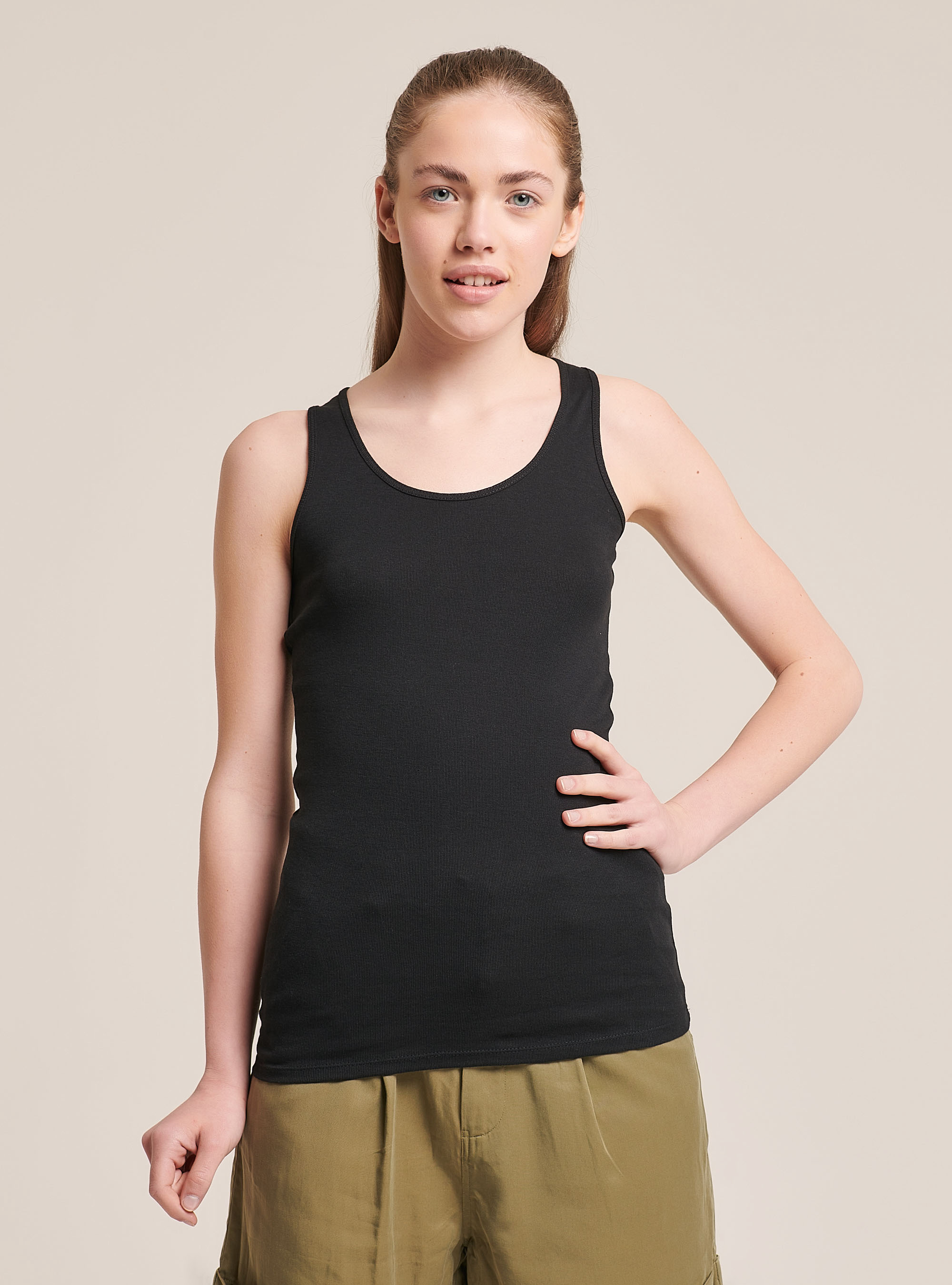 Débardeur côtelé essential en tissu stretch, C101 BLACK