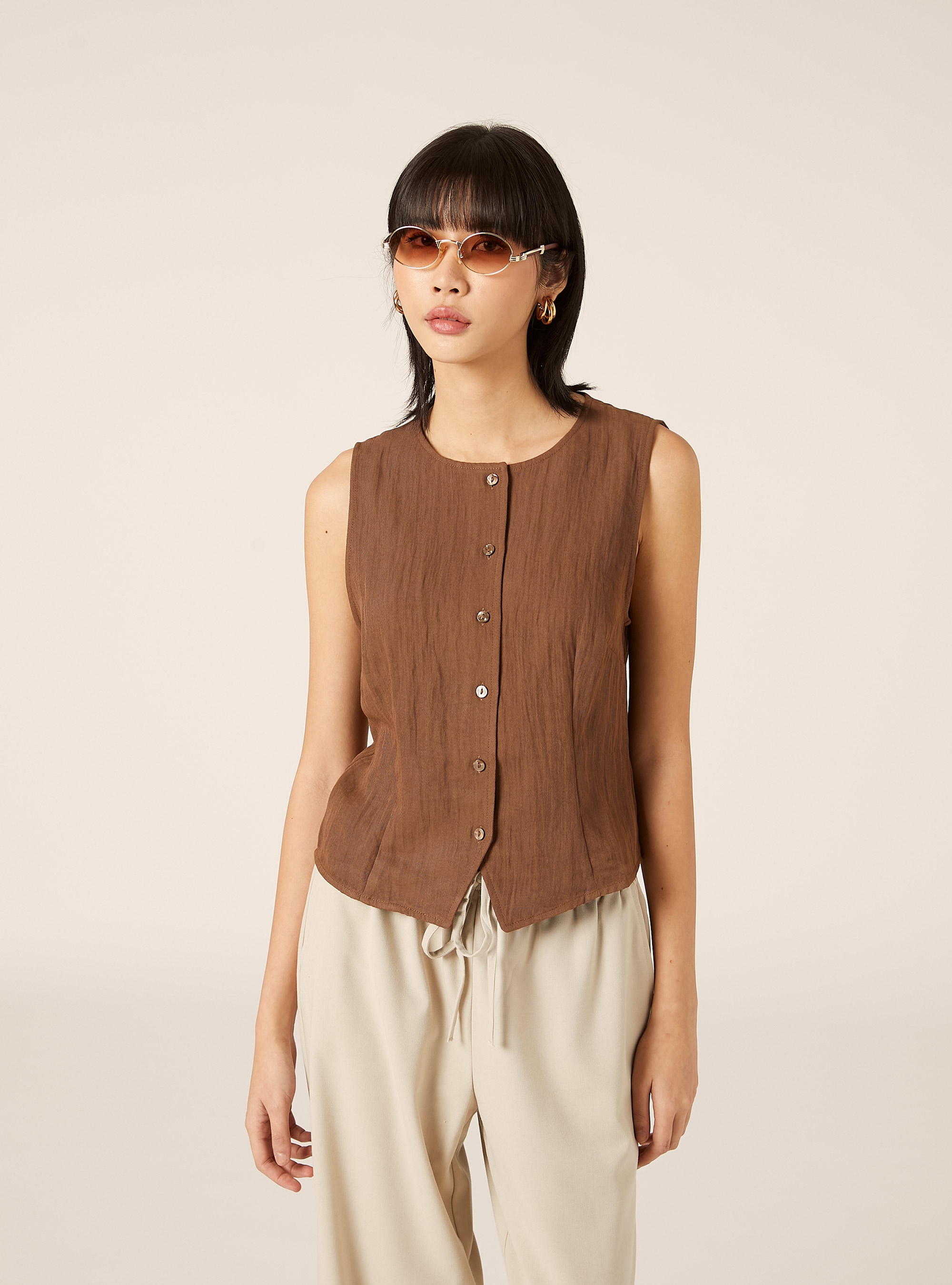 Chaleco de sastrer&iacute;a con textura, BR2 BROWN MEDIUM