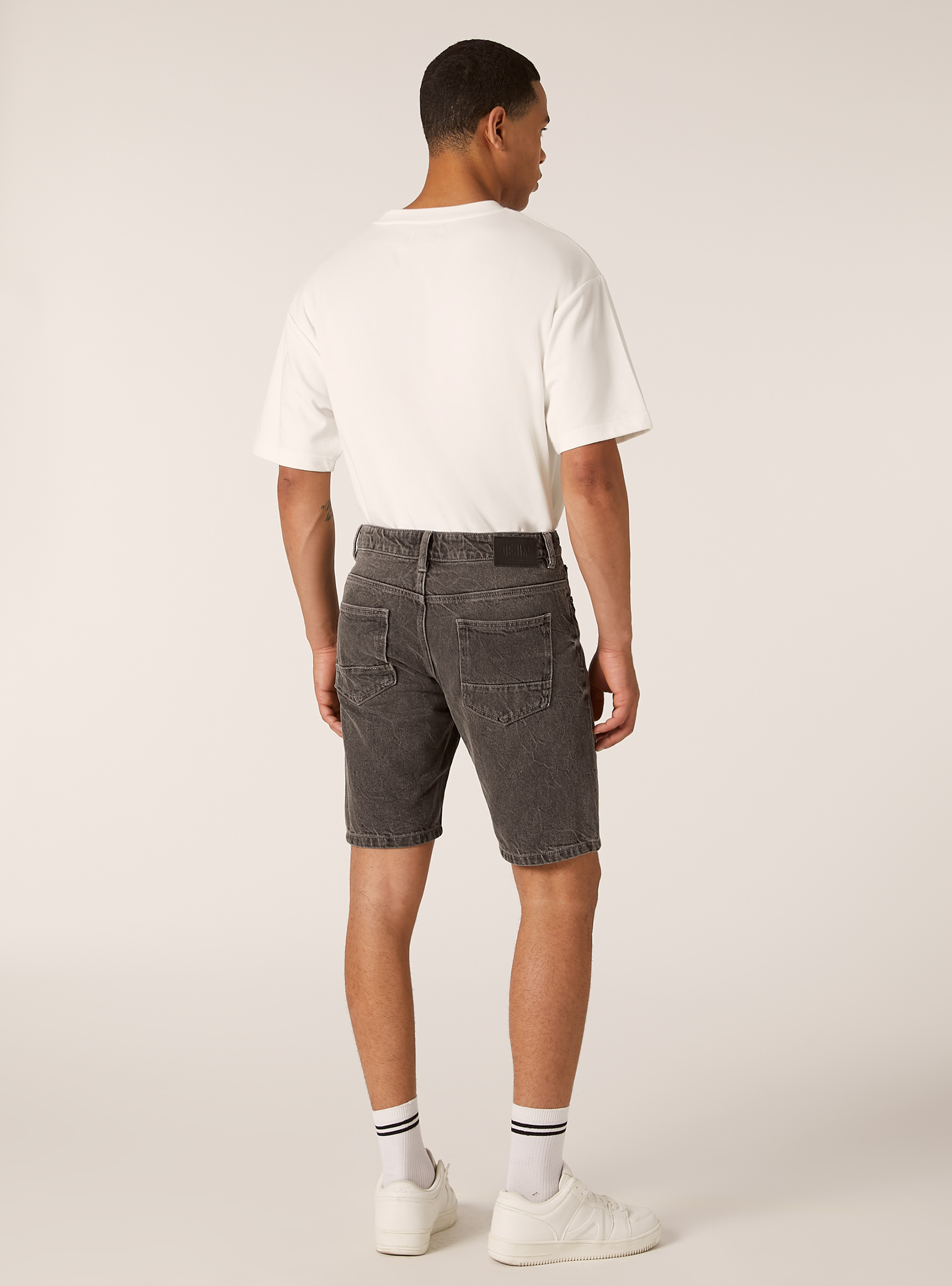 Regular Fit Denim Bermuda Shorts, D00G GREY