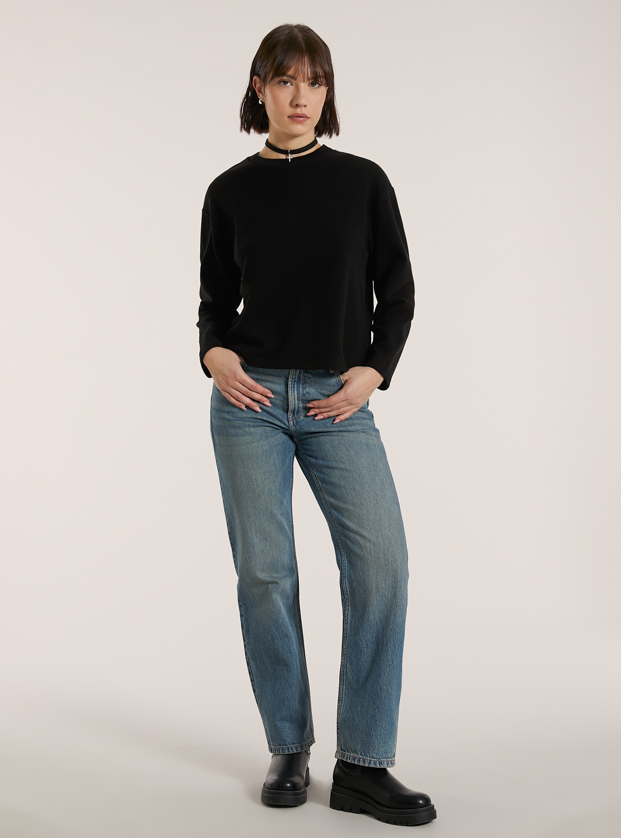 Pullover soft touch, BK1 BLACK