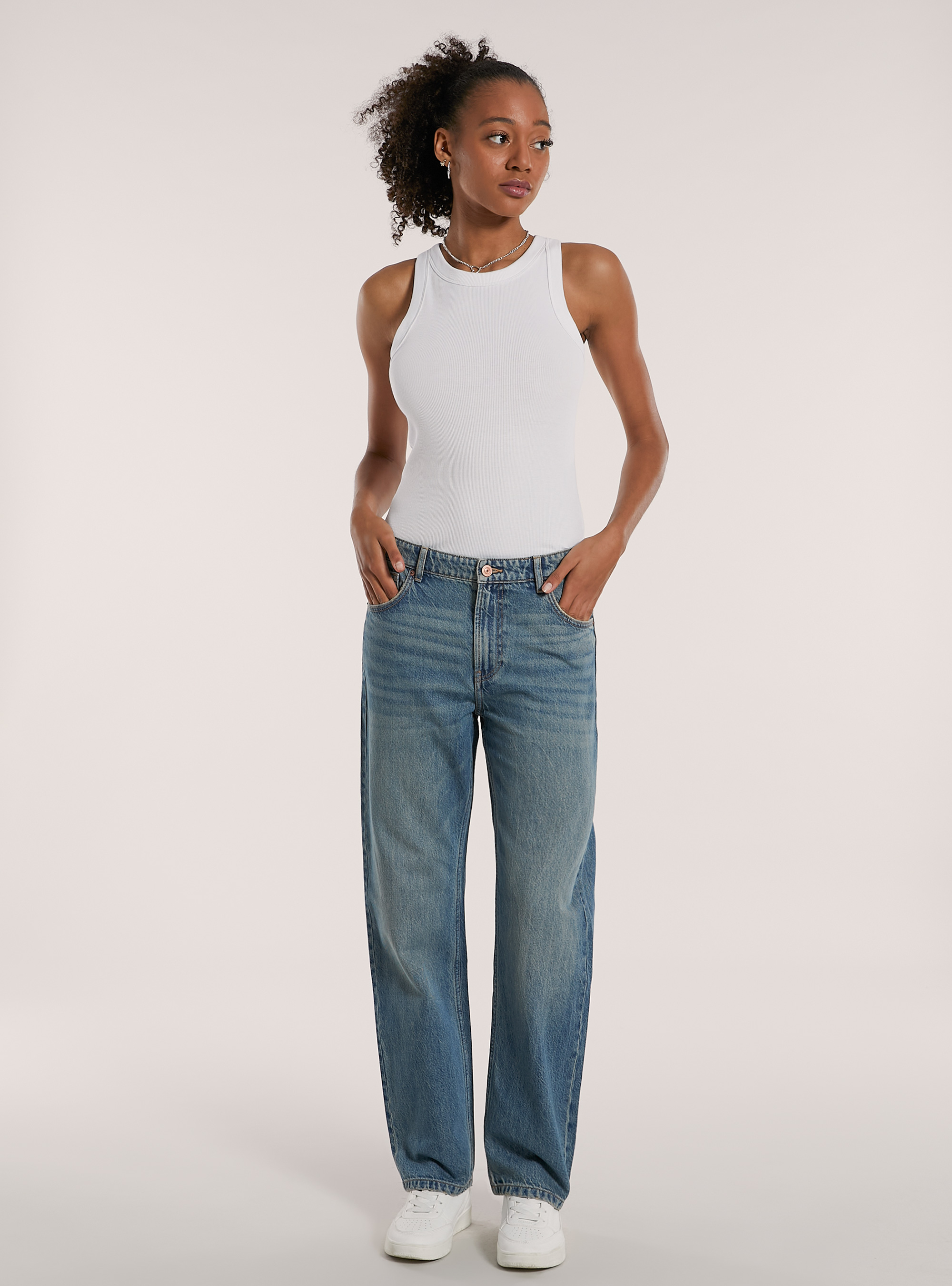 Jeans straight fit, D004 MEDIUM LIGHT BLUE