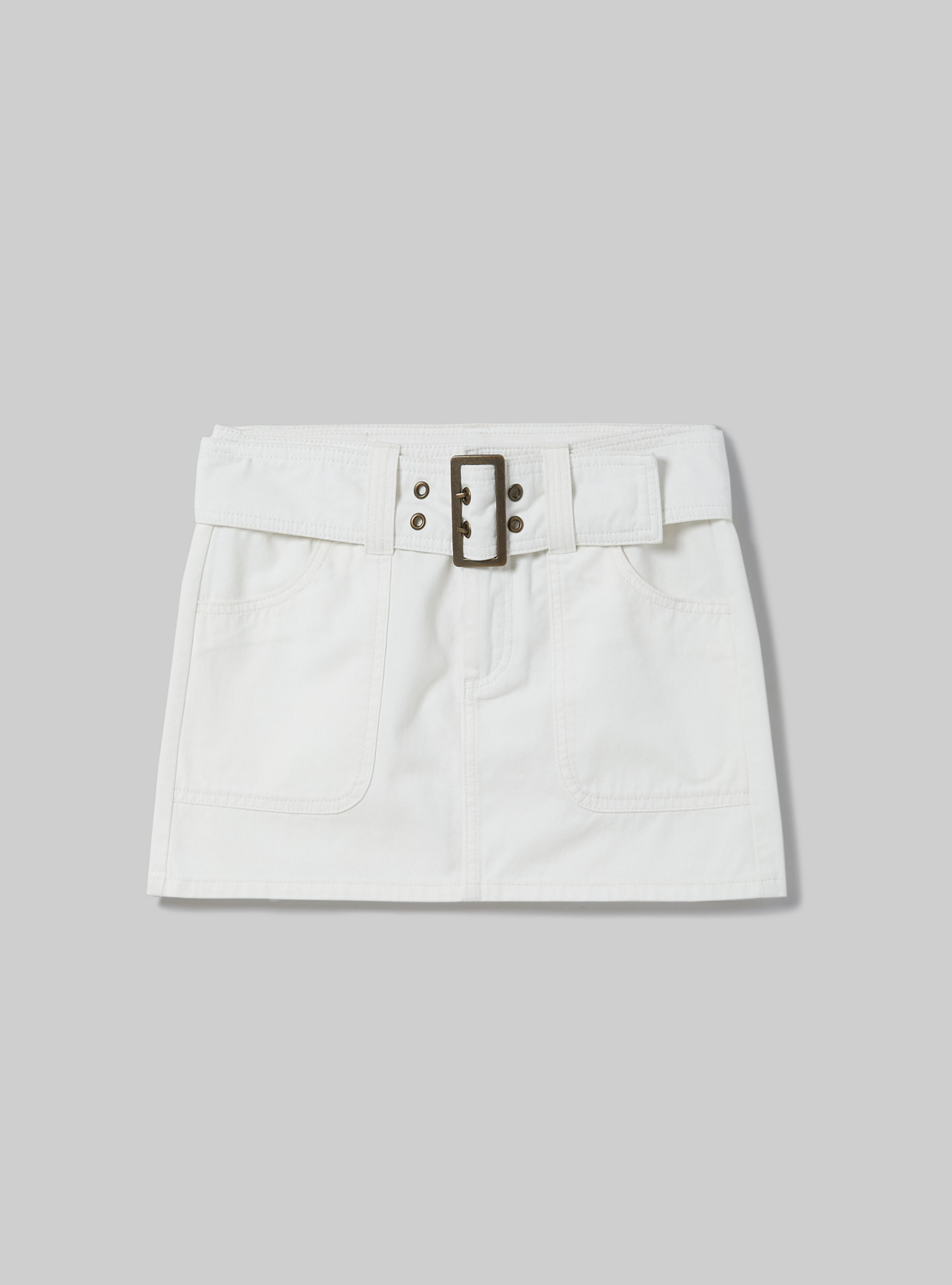 Minigonna in denim con cintura, WH2 WHITE