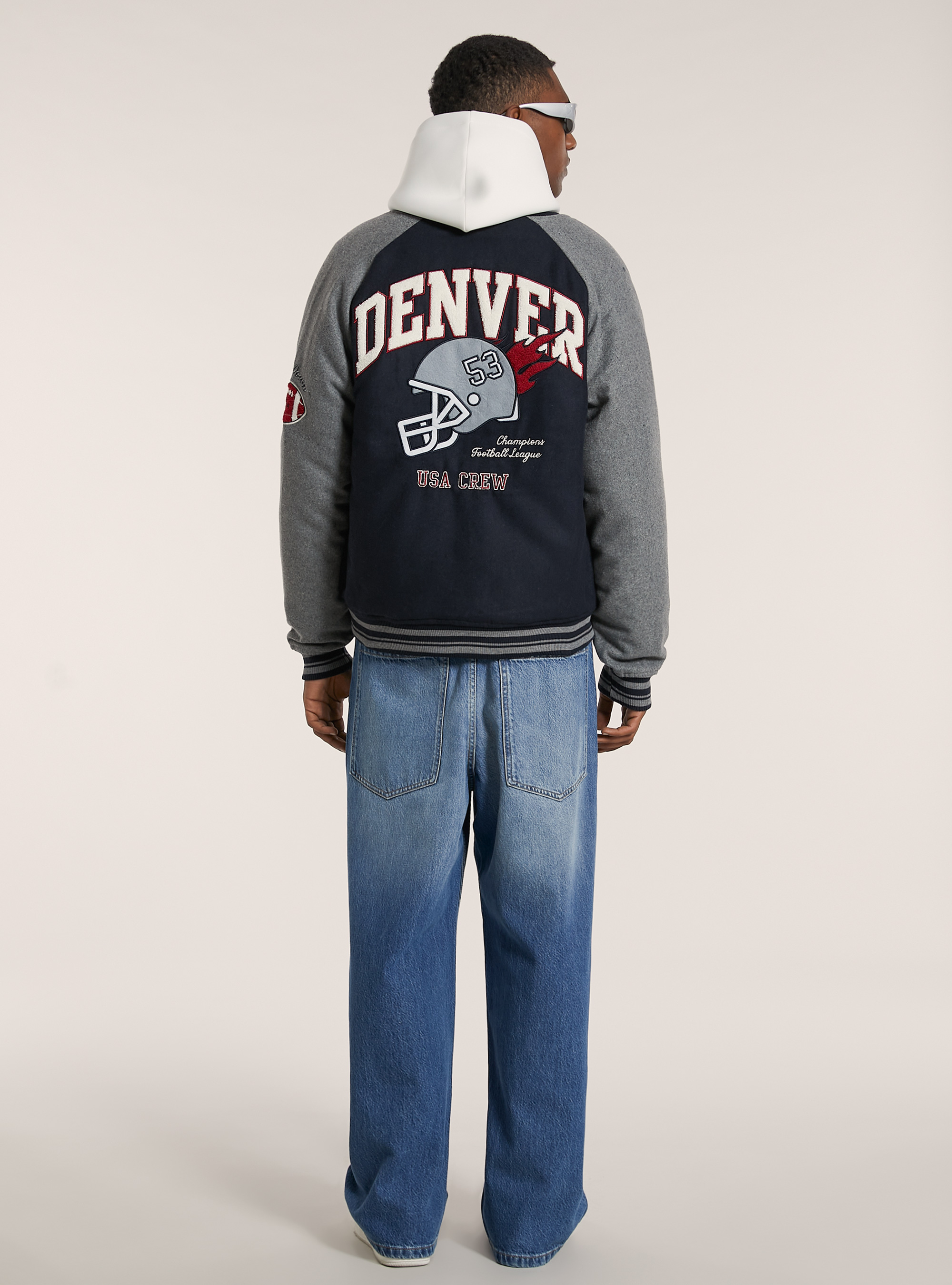 College-style bomber jacket with recycled padding, NA1 NAVY DARK