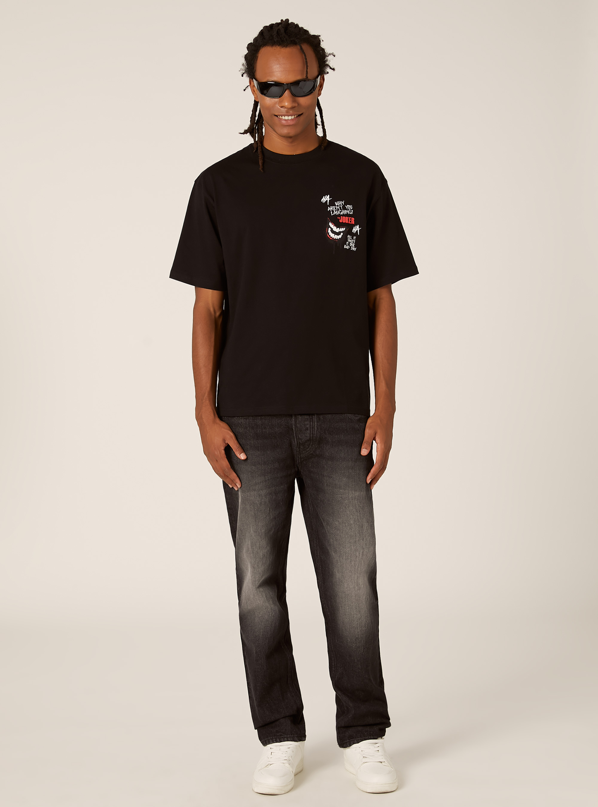T-shirt con stampa joker boxy fit, BK1 BLACK
