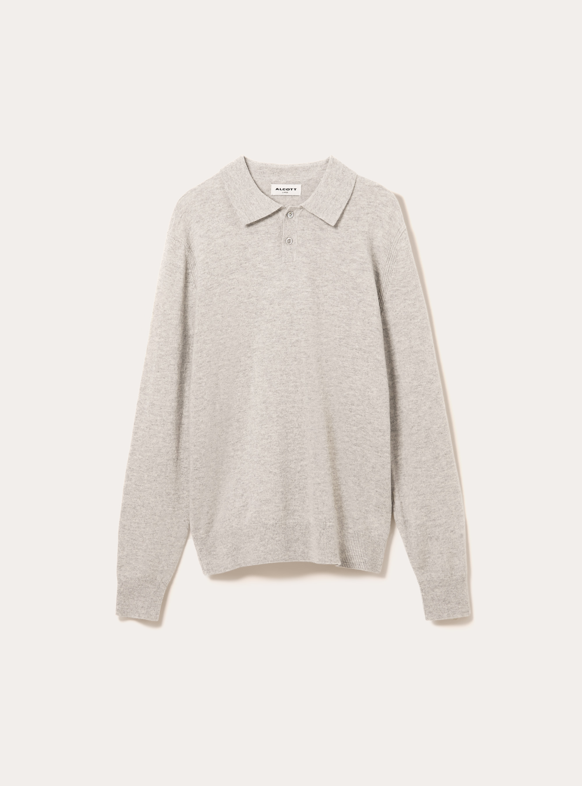 Polo in maglia mezza placchetta in cashmere, MGY2 GREY MEL MEDIUM