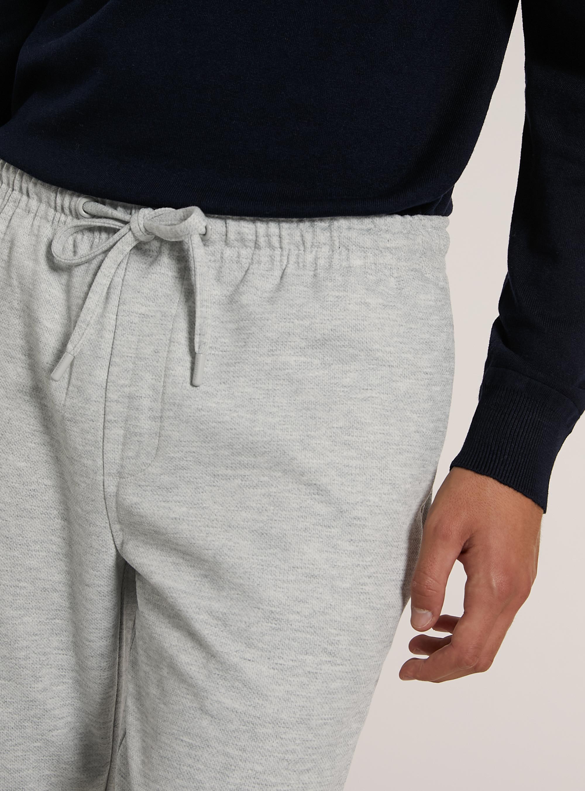 Trousers with honeycomb texture, MGY2 GREY MEL MEDIUM