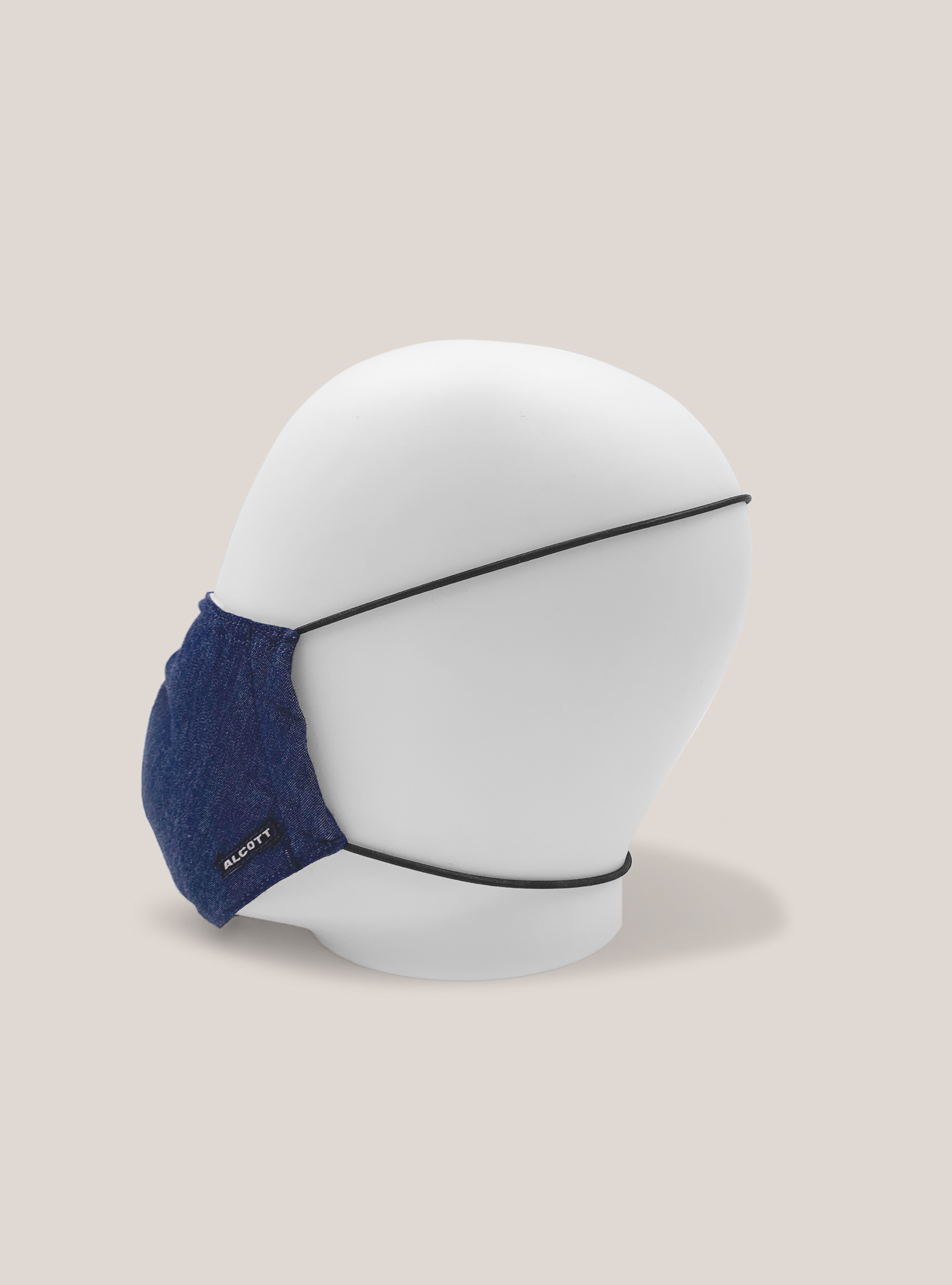 Denim mask cover with logo, C218 BLUE NAVY