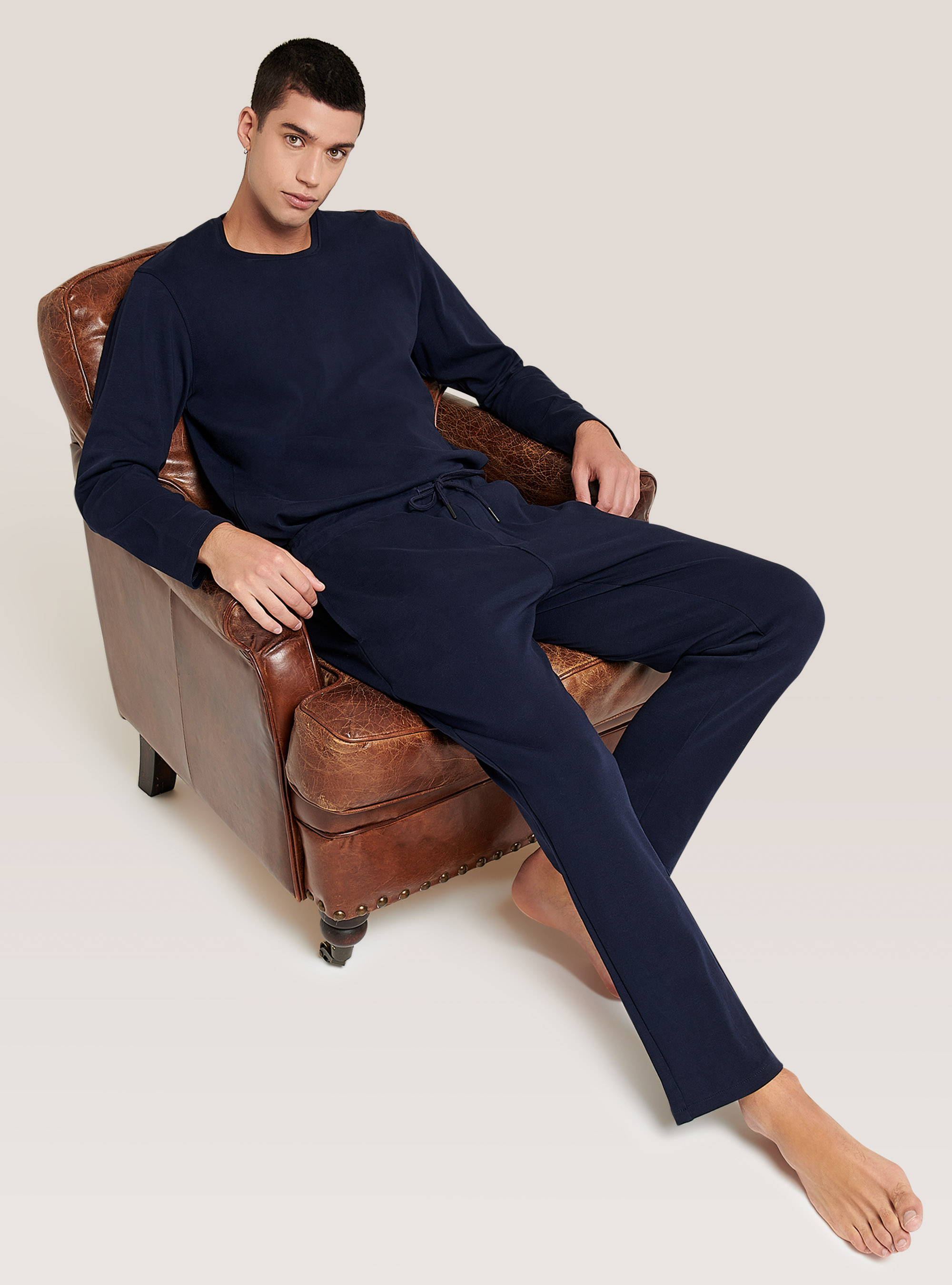 Plain cotton pyjamas, BLUE