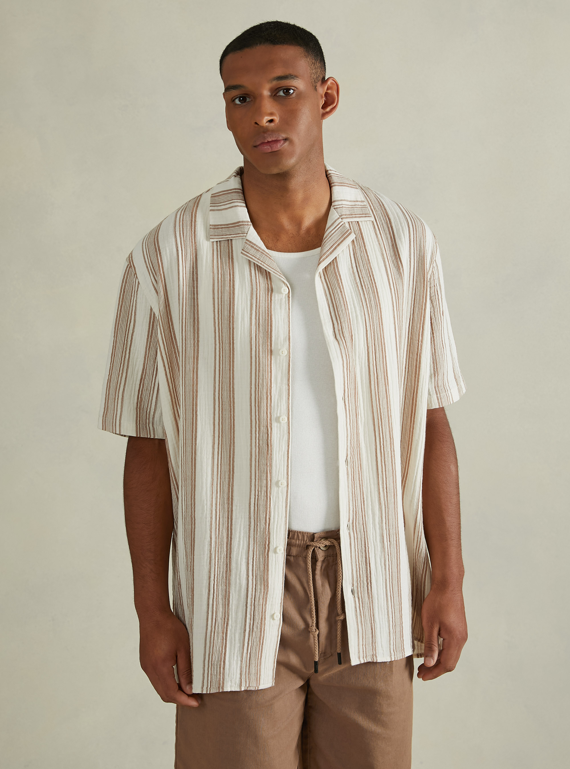 Striped shirt with texture, MULTICOLOR