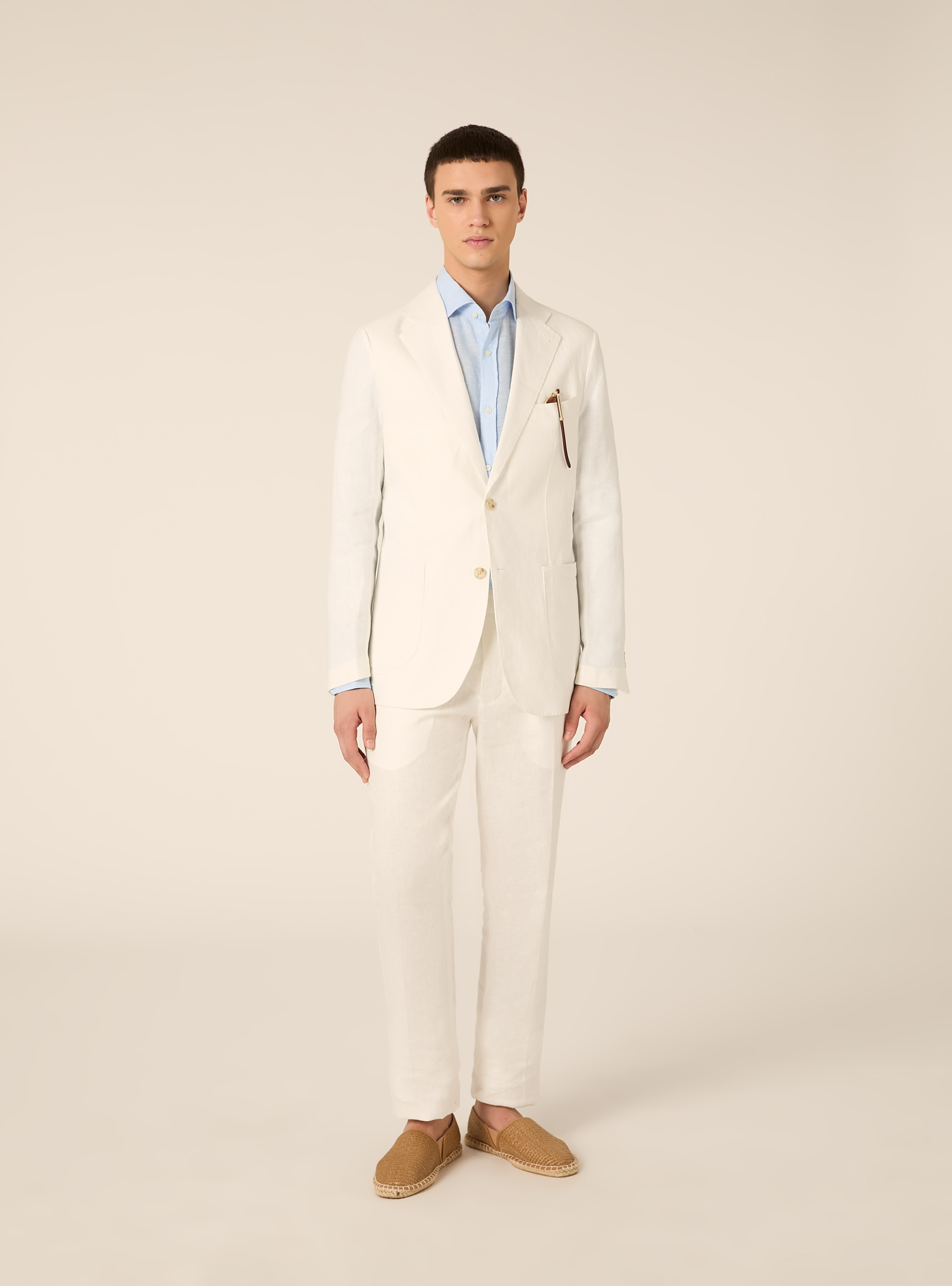 Giacca in lino monopetto, WH1 OFF WHITE