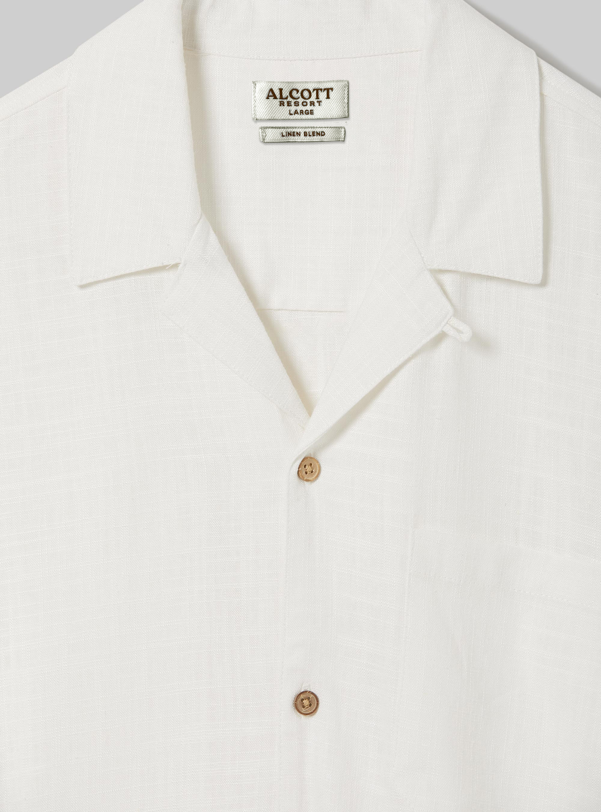 Linen blend shirt with bowling collar, WH1 OFF WHITE