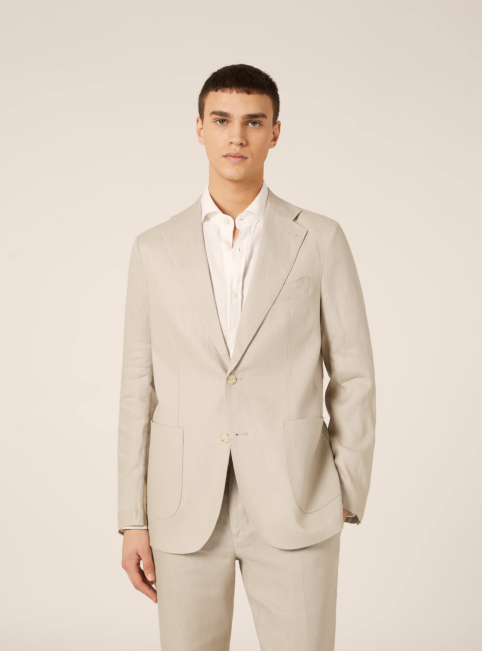 Giacca in lino monopetto, BG3 BEIGE LIGHT