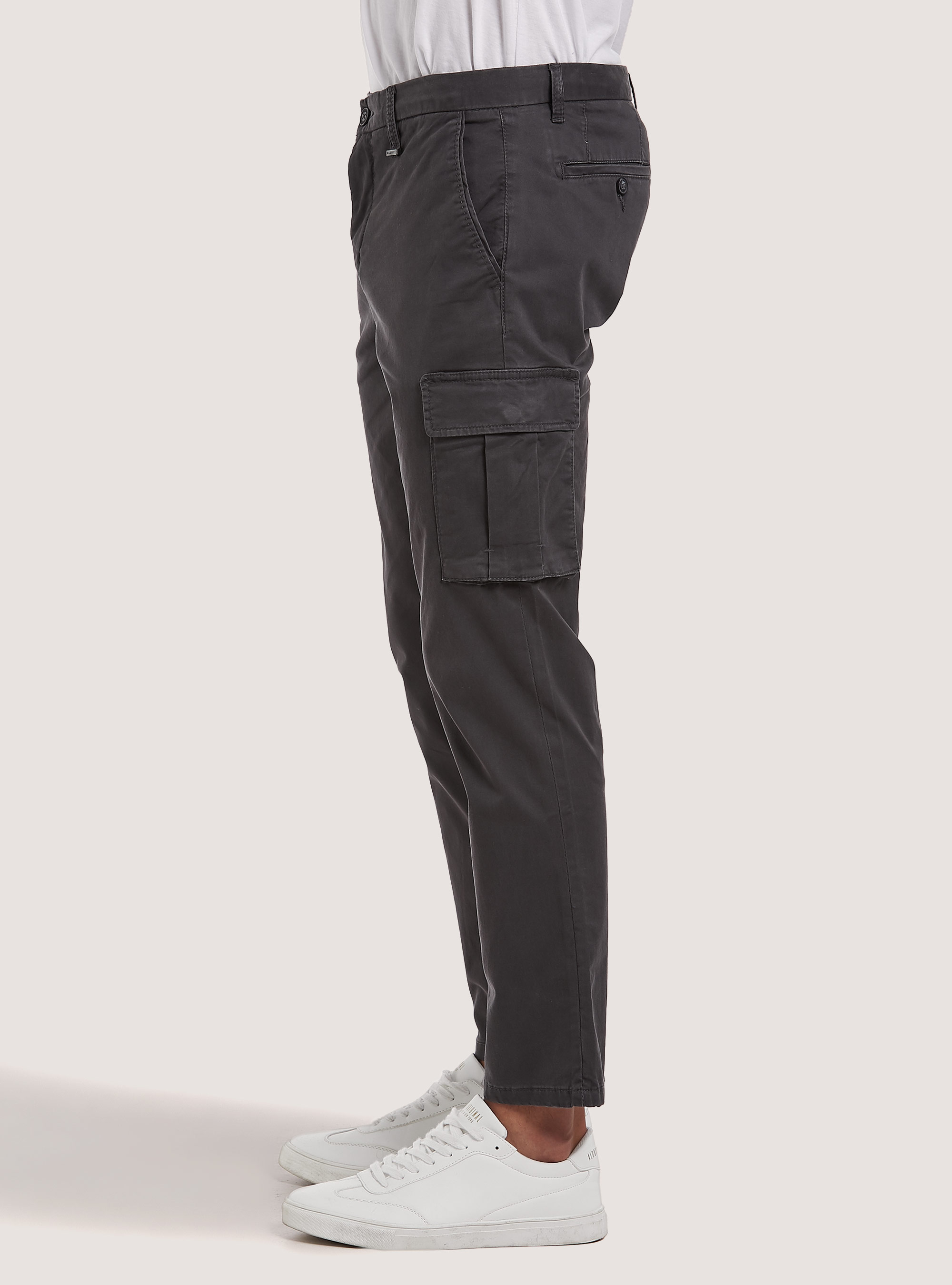 Pantalon cargo en coton, GY1 GREY DARK