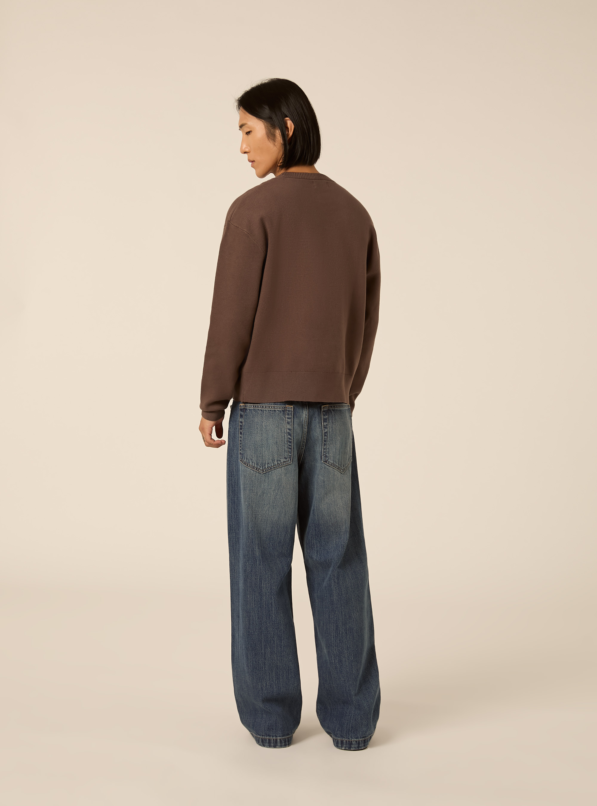 Pullover boxy fit morbido, MARRONE MEDIO