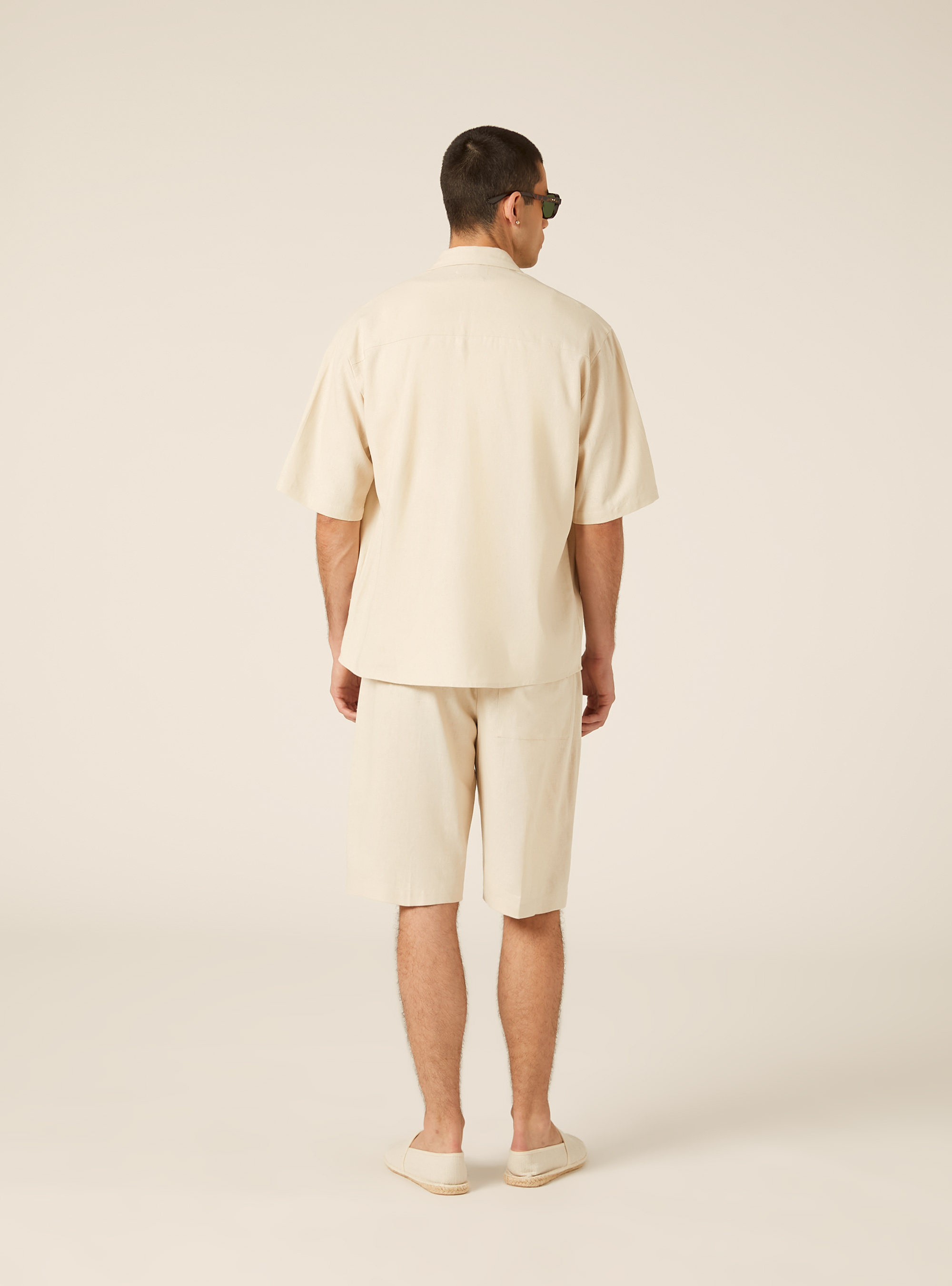 Camicia  in misto lino  con taschino, BG2 BEIGE MEDIUM