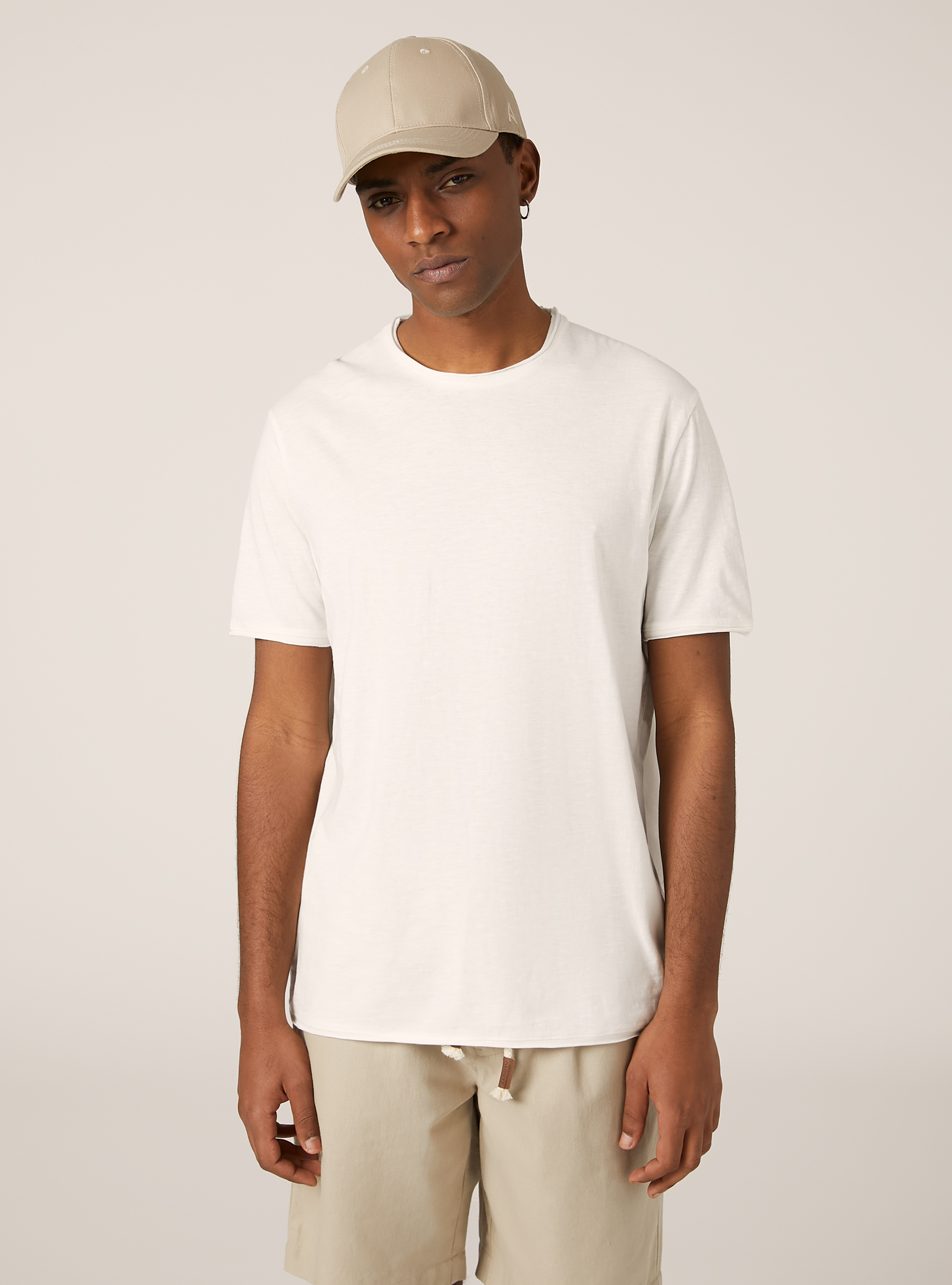 Camiseta de algod&oacute;n de corte crudo, WH1 OFF WHITE