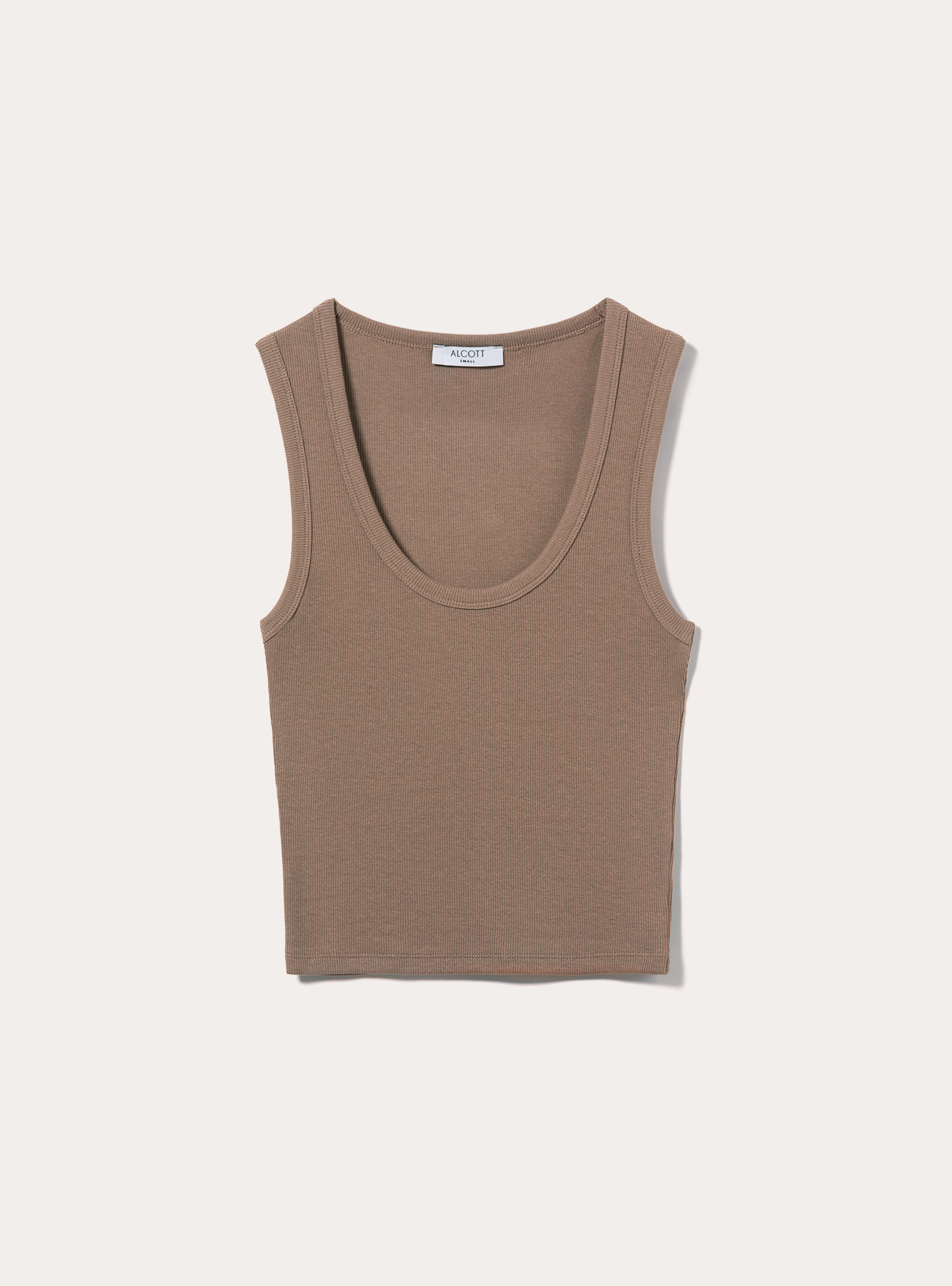 Canotta basica con scollo a costine, BG3 BEIGE LIGHT