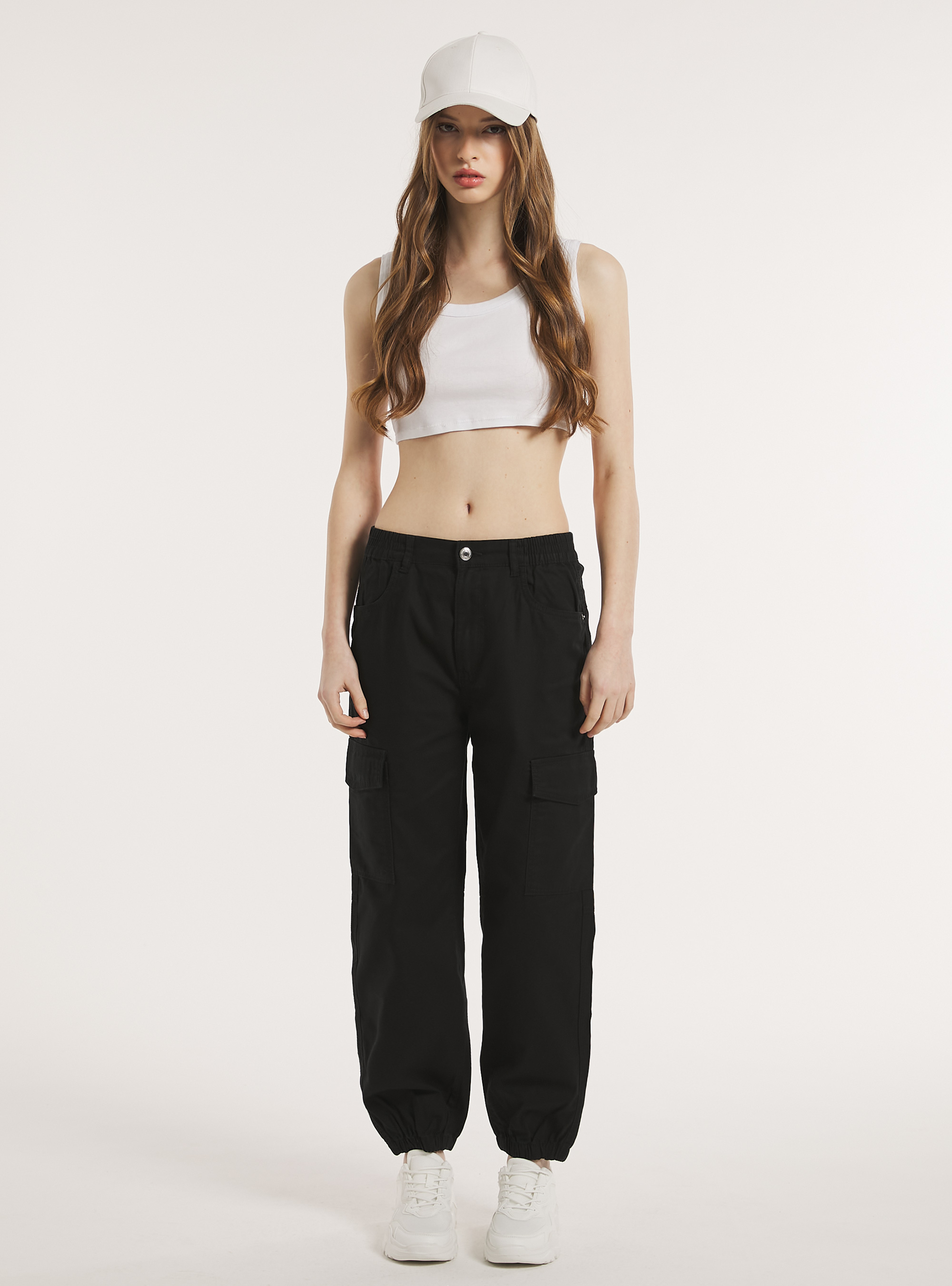 Pantaloni jogger cargo, BK1 BLACK