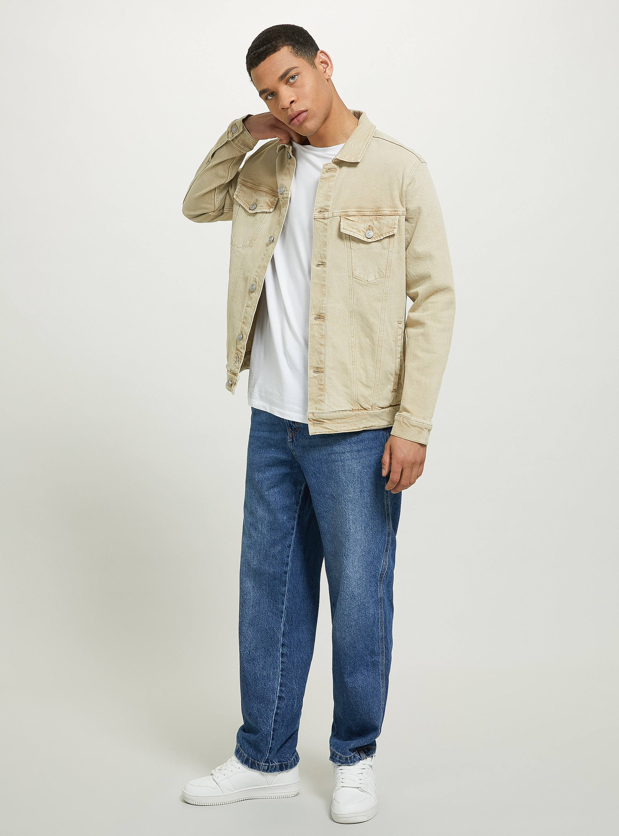 Stretch twill denim jacket, BG2 BEIGE MEDIUM