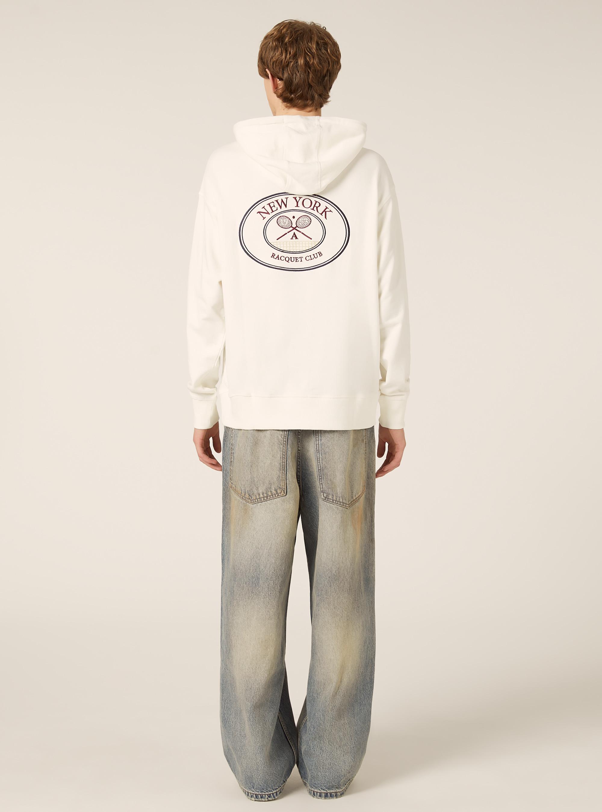 Hooded sweatshirt with cotton patch, C0020 OFF WHITE