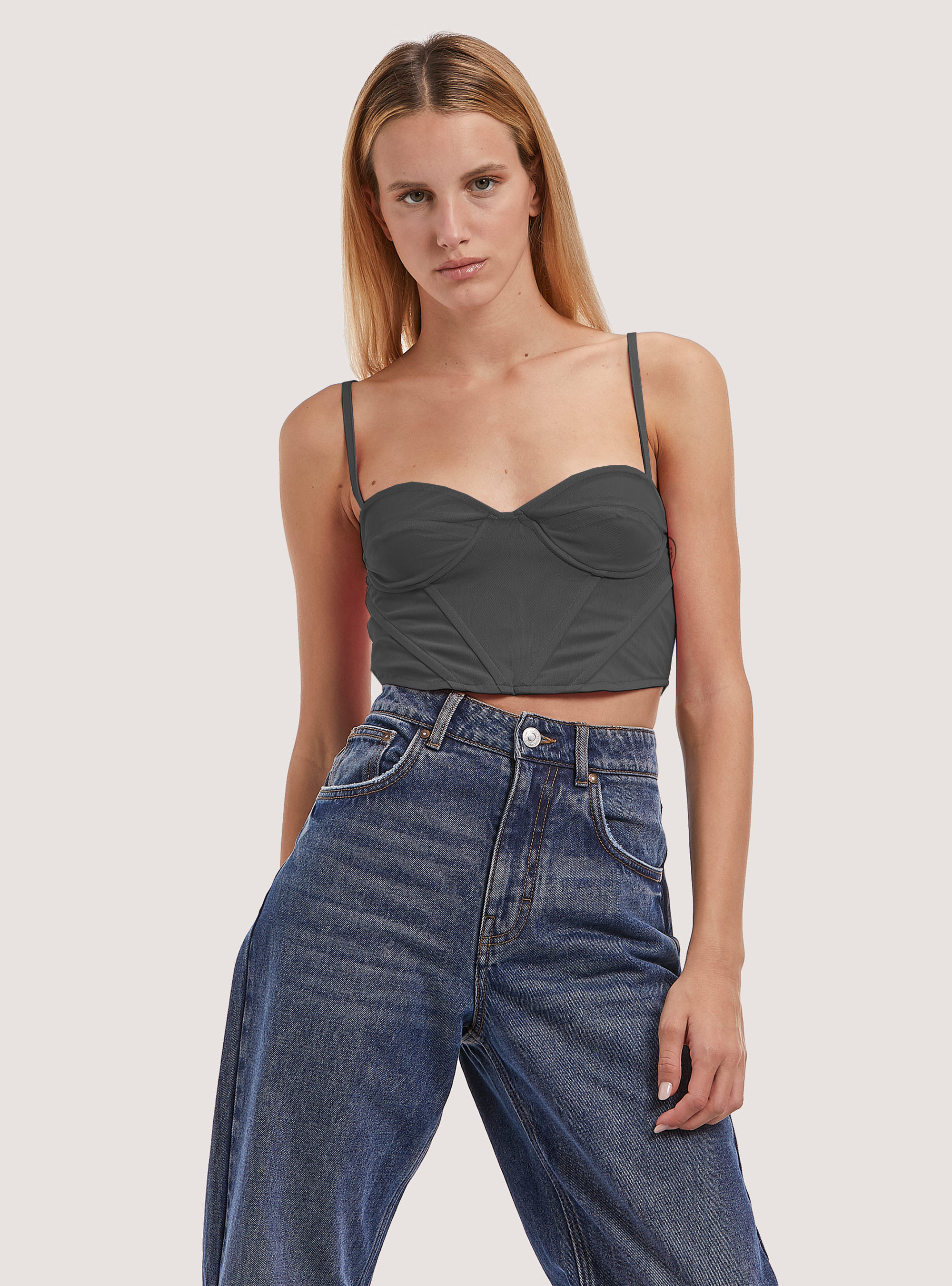 Plain tulle corset, BK1 BLACK