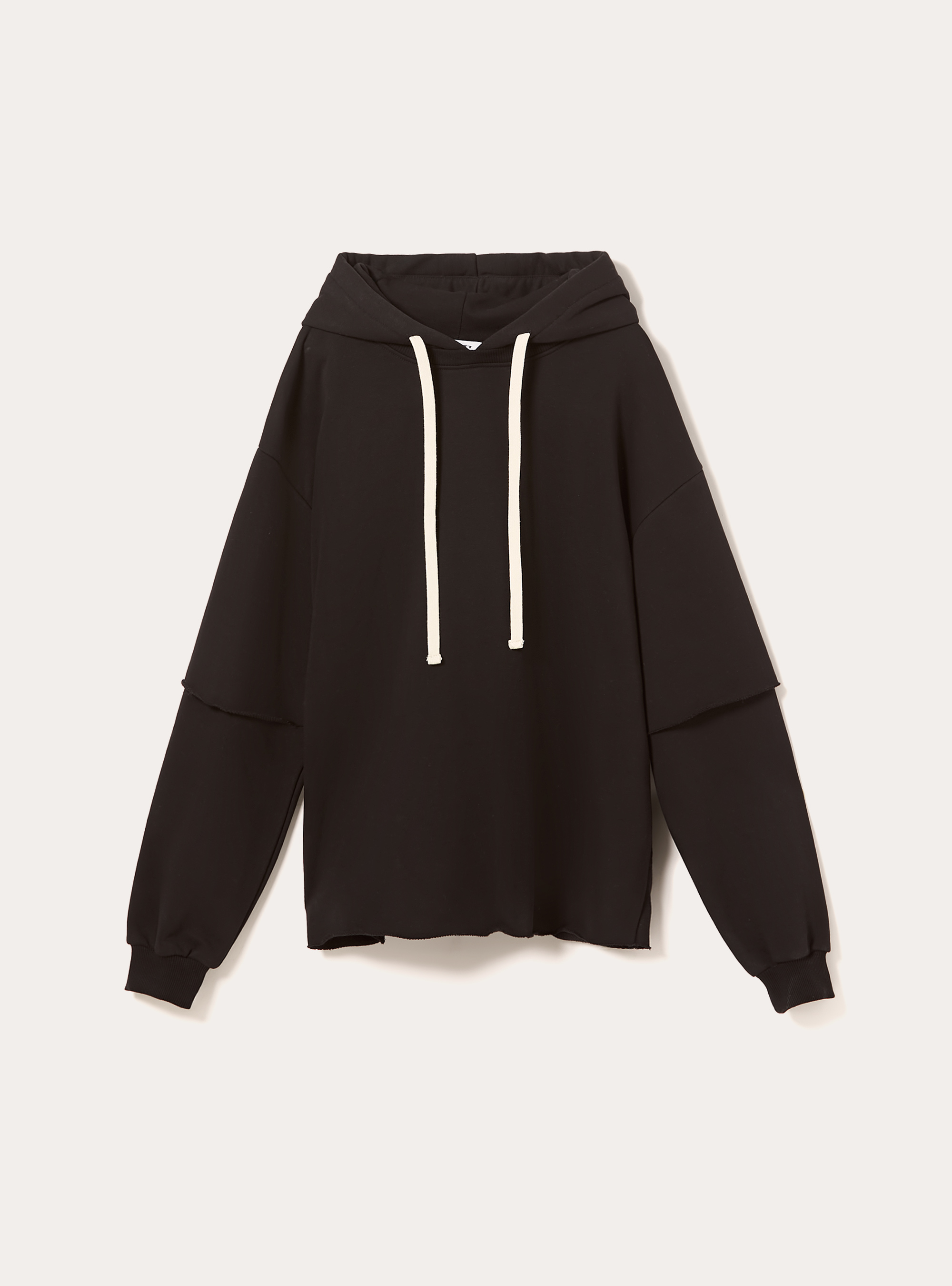 Double sleeve boxy sweatshirt, BK1 BLACK