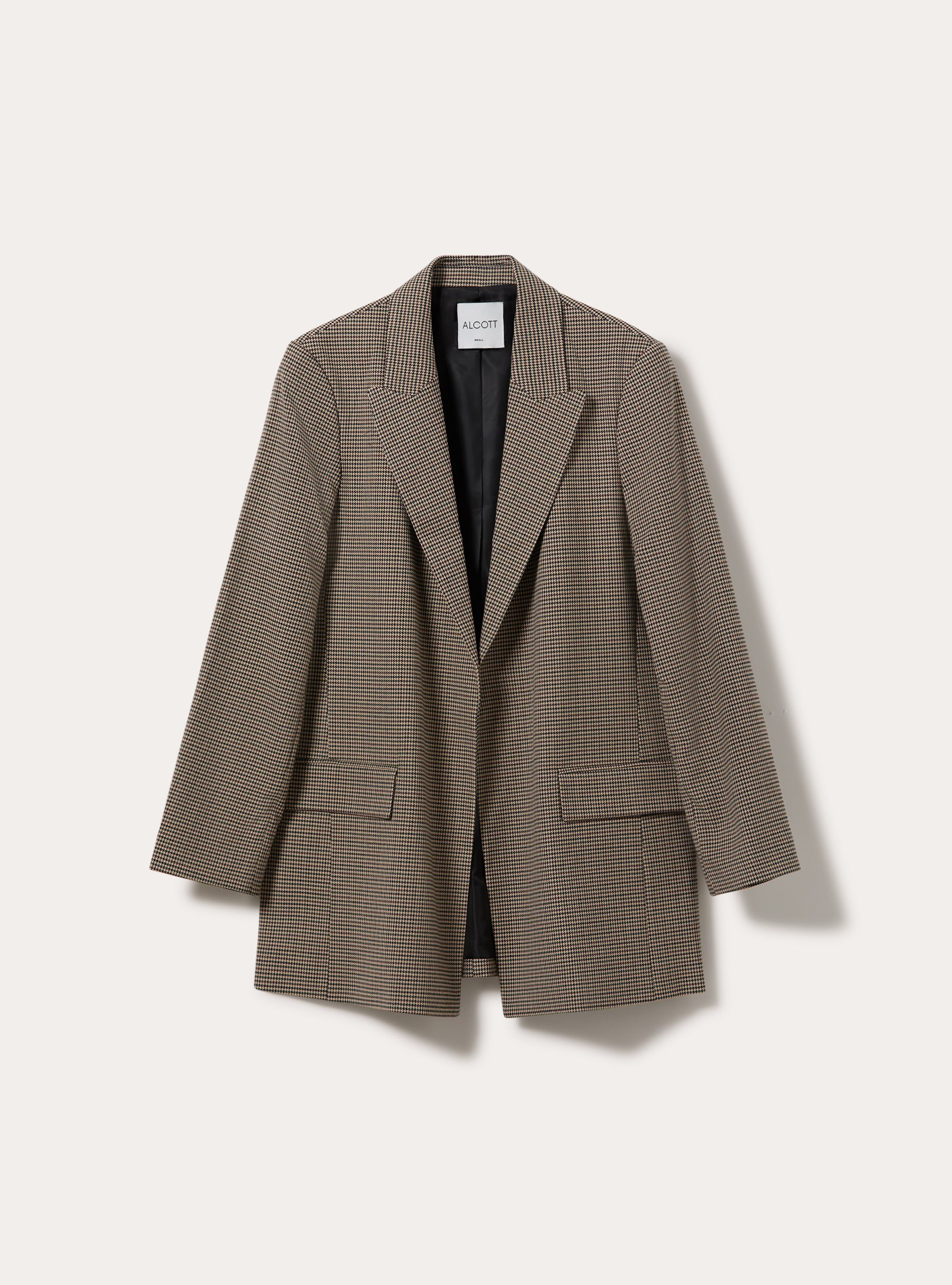Long tailored blazer with micro pattern, BG2 BEIGE MEDIUM