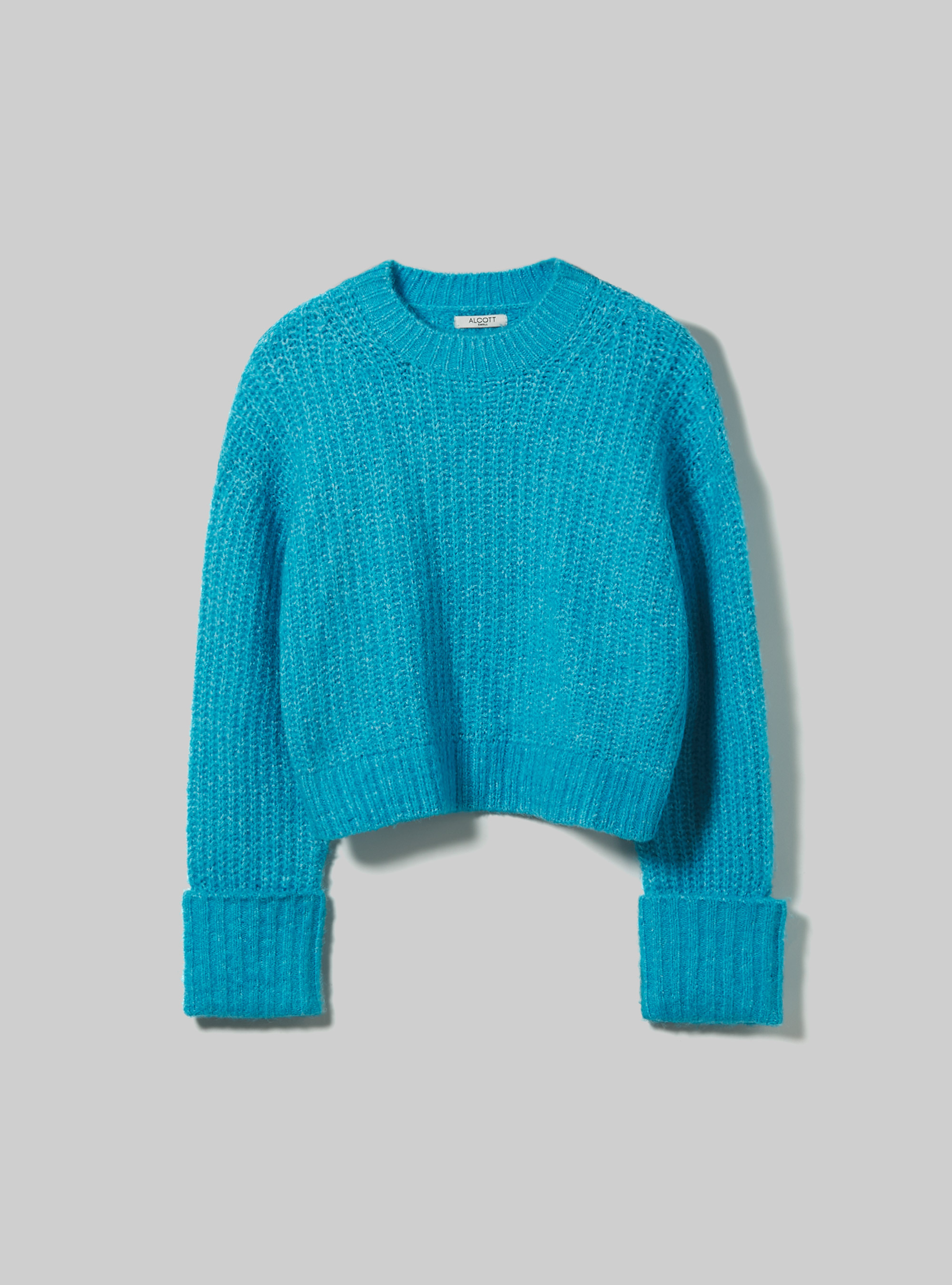 English rib cropped pullover, MAZ2 AZURE MEL MEDIUM