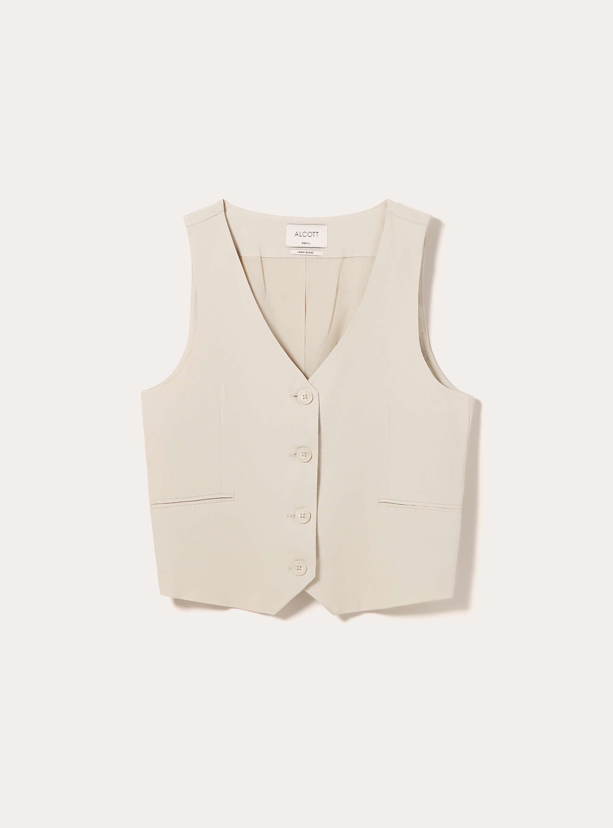 Linen-blend waistcoat, BG2 BEIGE MEDIUM
