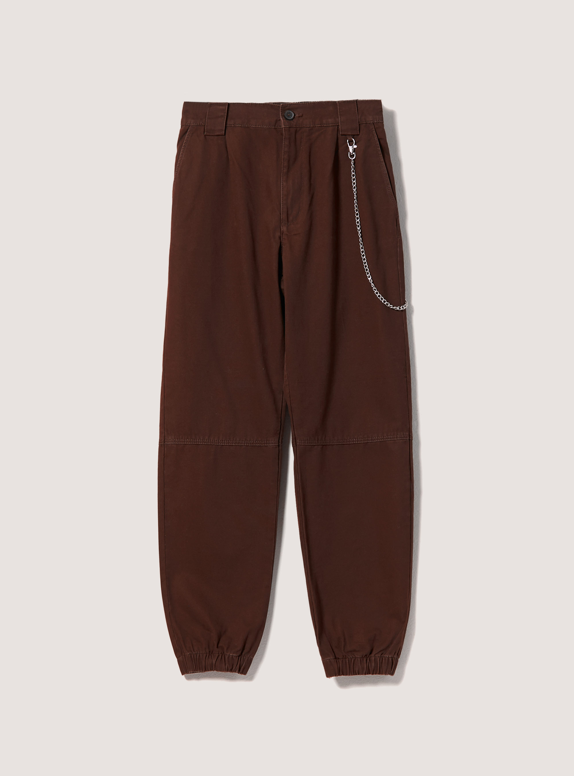 Jogger trousers with chain, C5628 TOBACCO