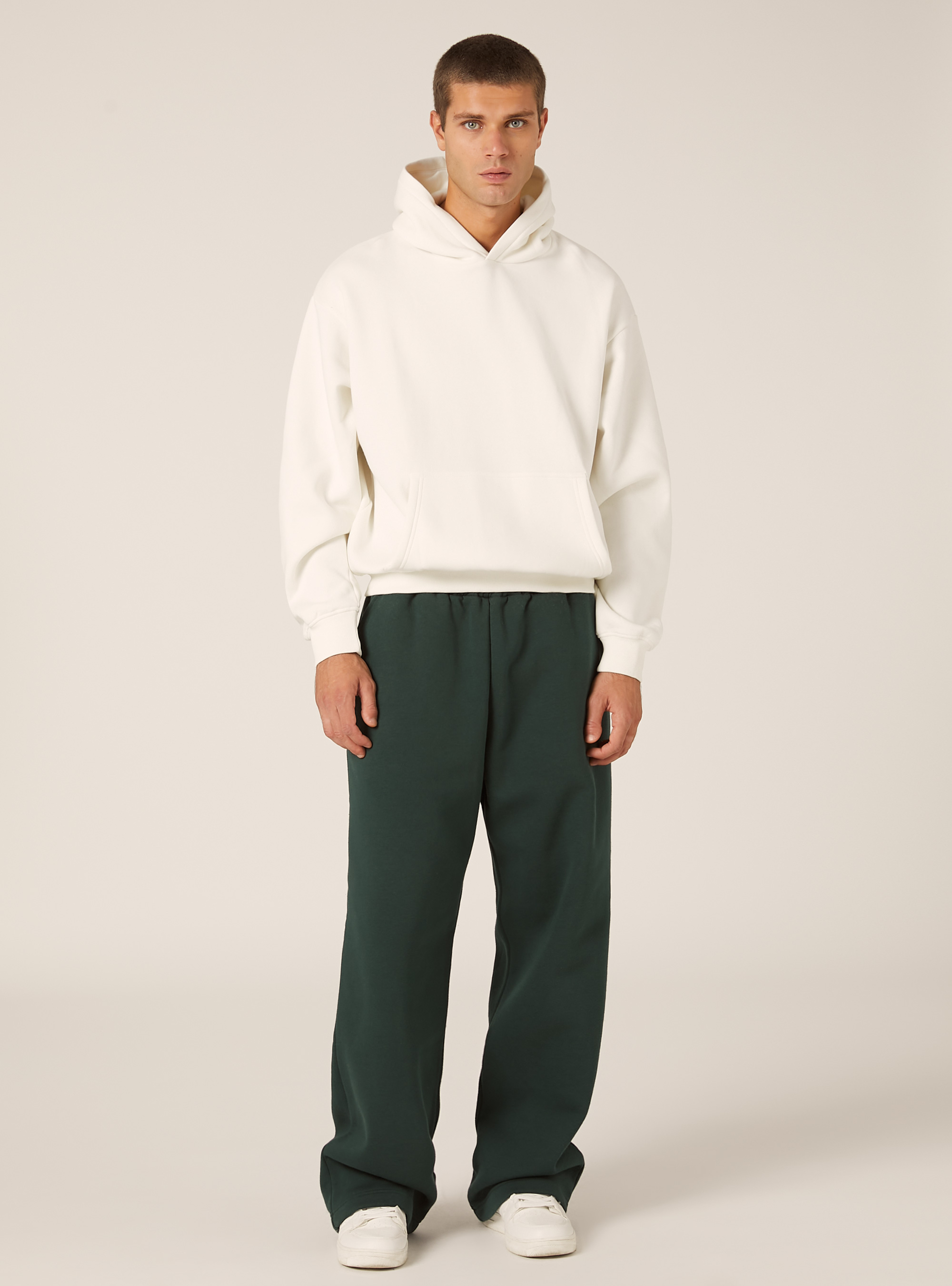 Felpa con cappuccio boxy fit, WH2 WHITE