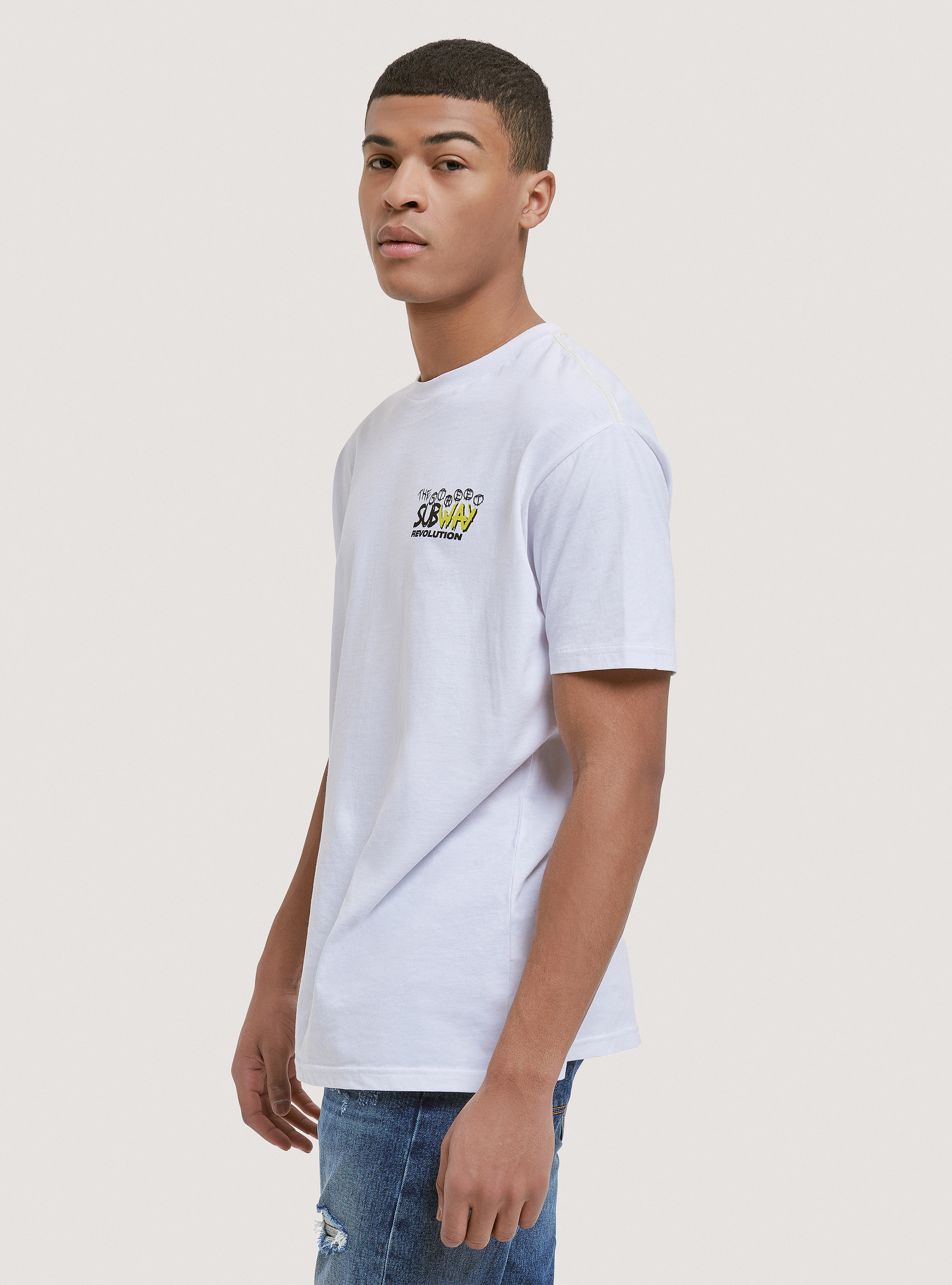 Cotton T-shirt with print, WHITE