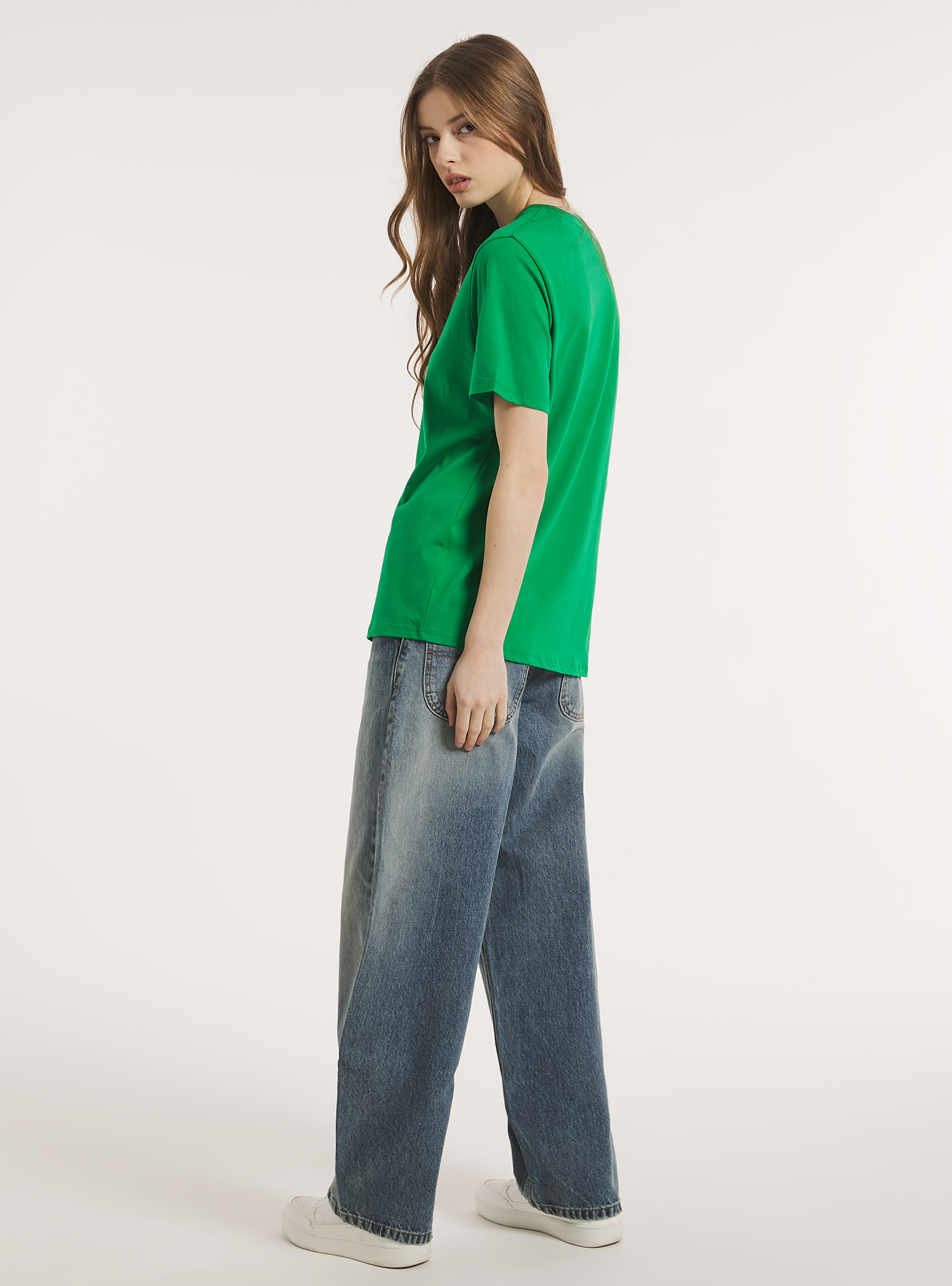 Crew-neck cotton T-shirt, GN1 GREEN DARK