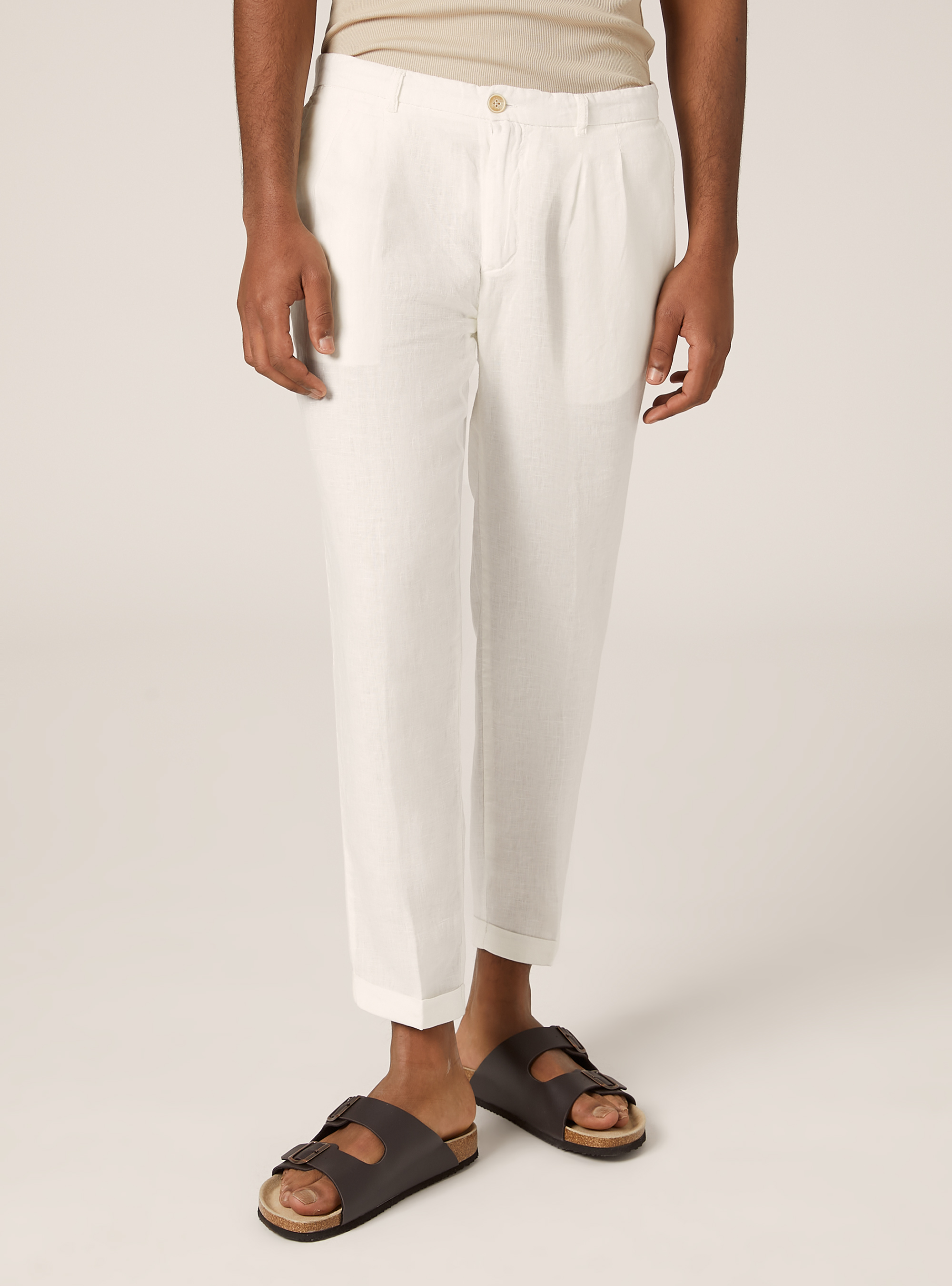 Pure linen chinos, WH2 WHITE