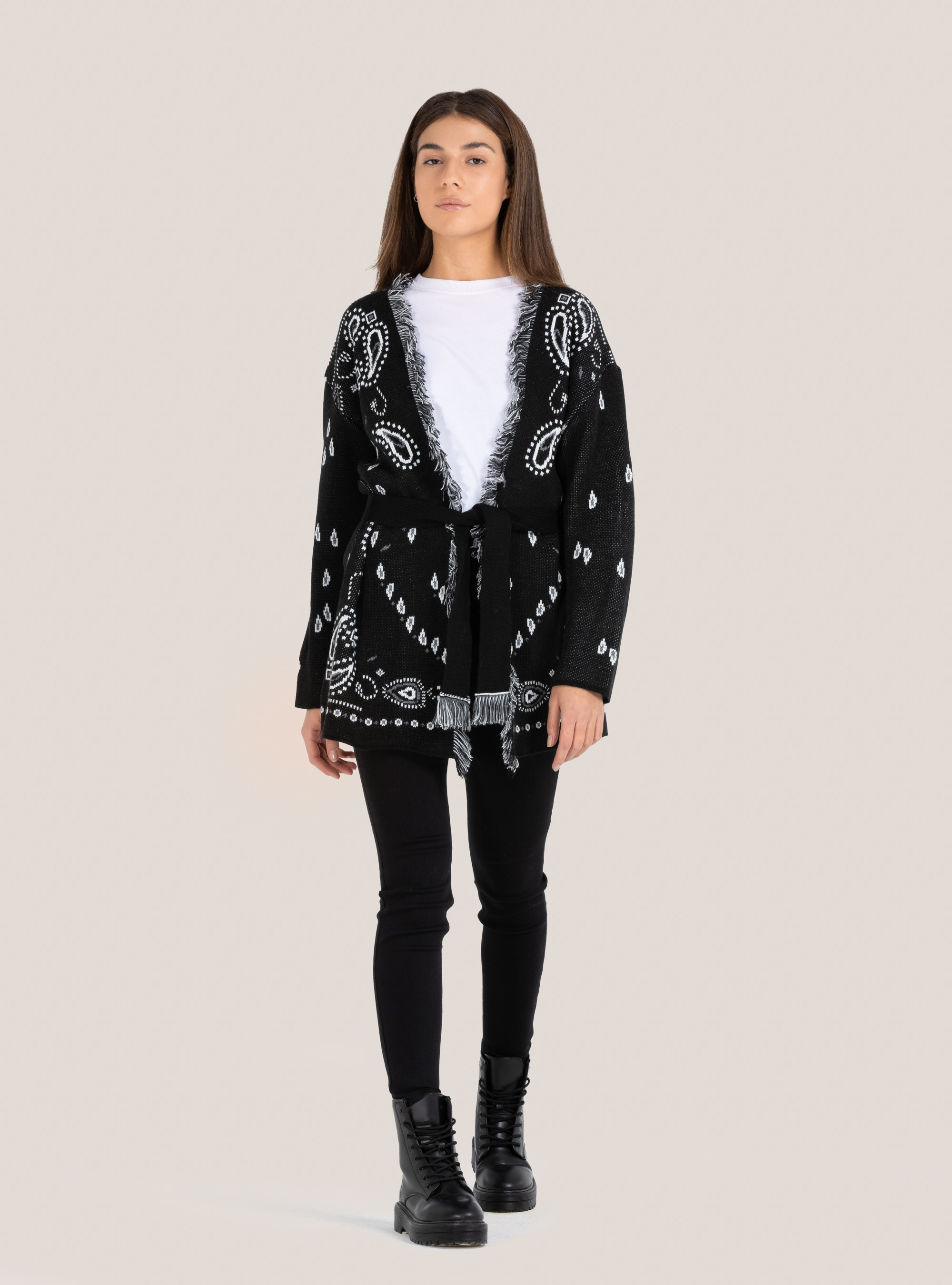 Cardigan con disegno paisley, MULTICOLORE