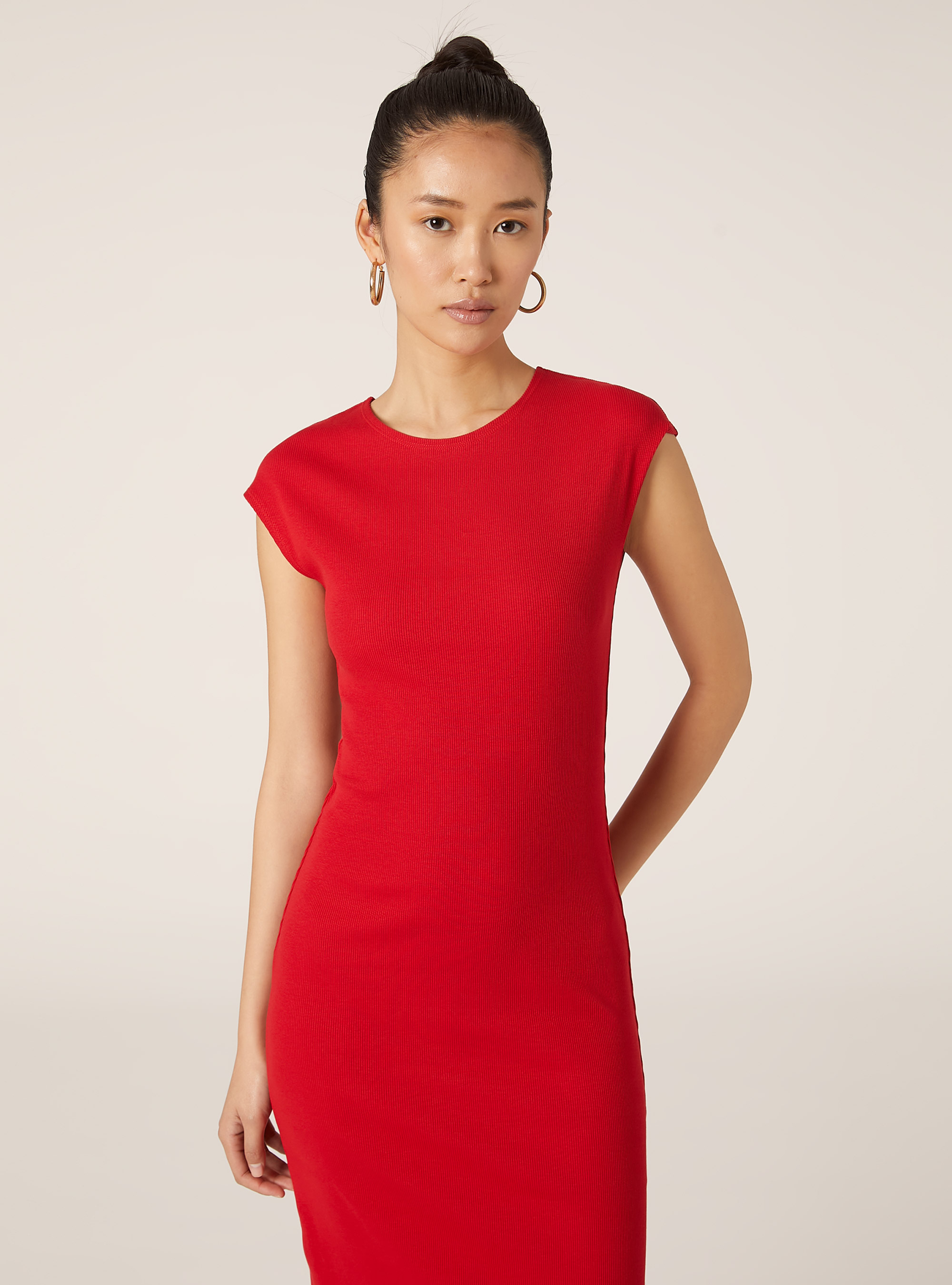 Fitted ribbed dress, RD2 RED MEDIUM