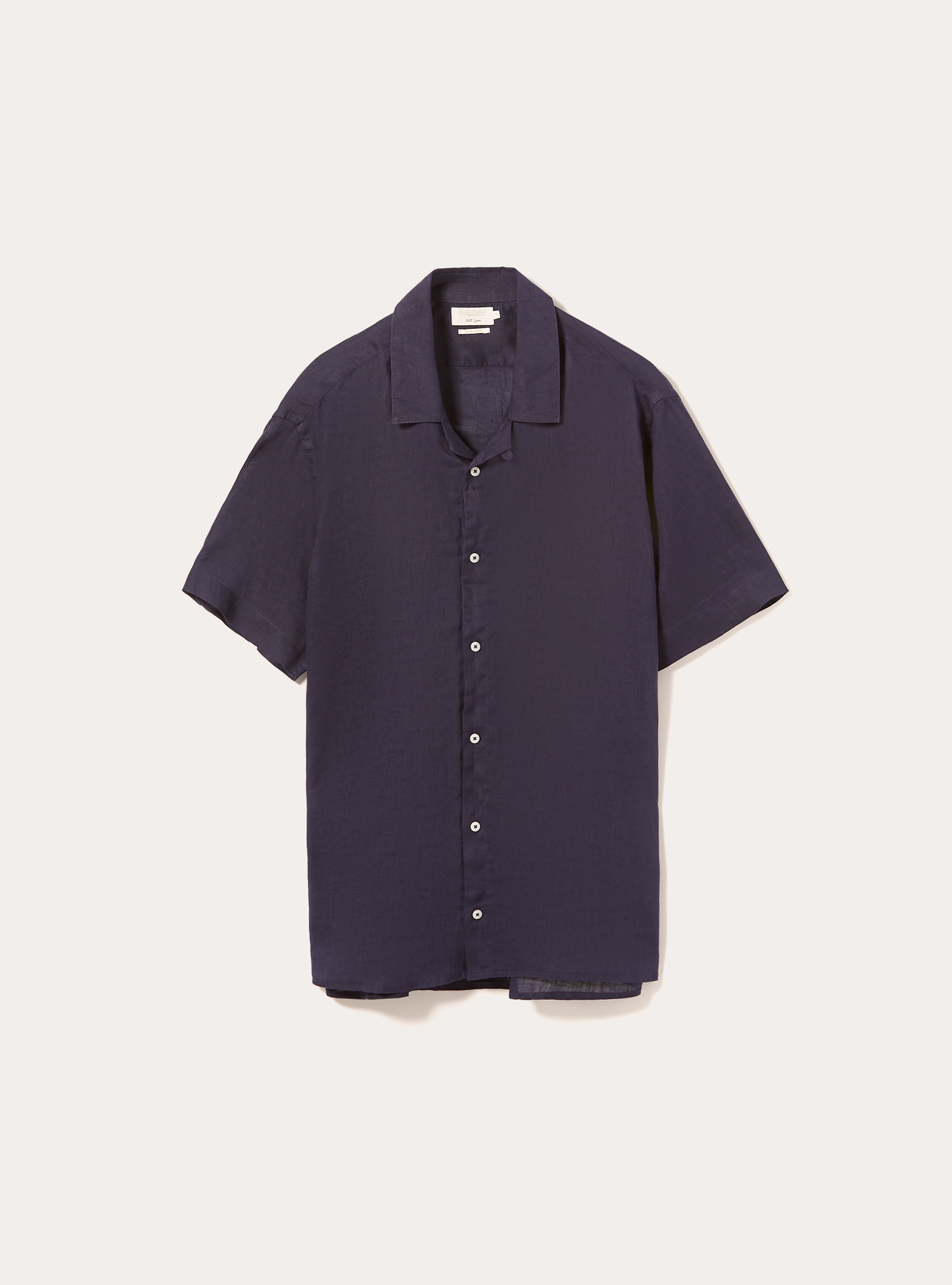 Pure linen short-sleeved shirt, BLUE NAVY
