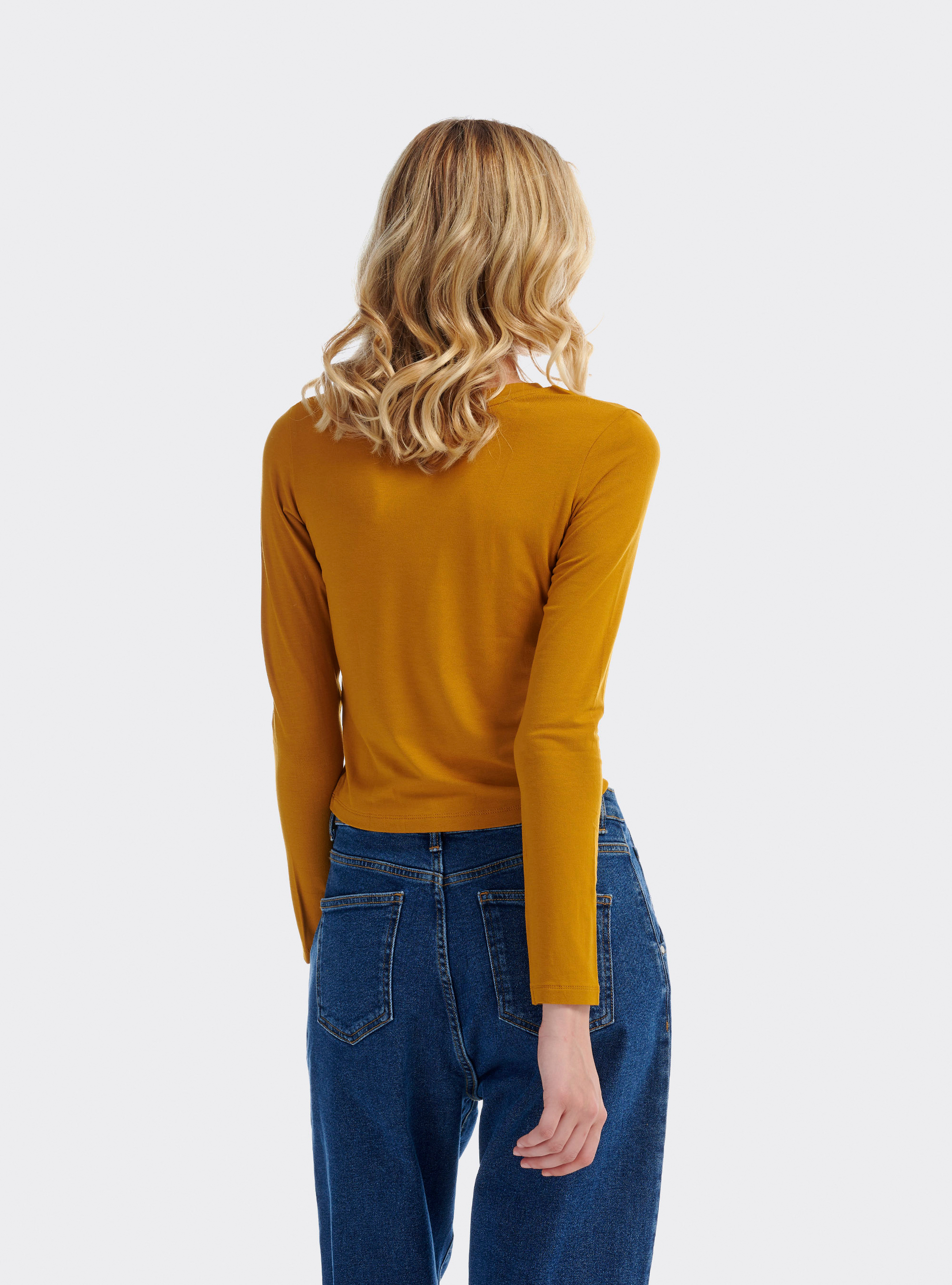 Maglietta basic a maniche lunghe, C7720 SENAPE