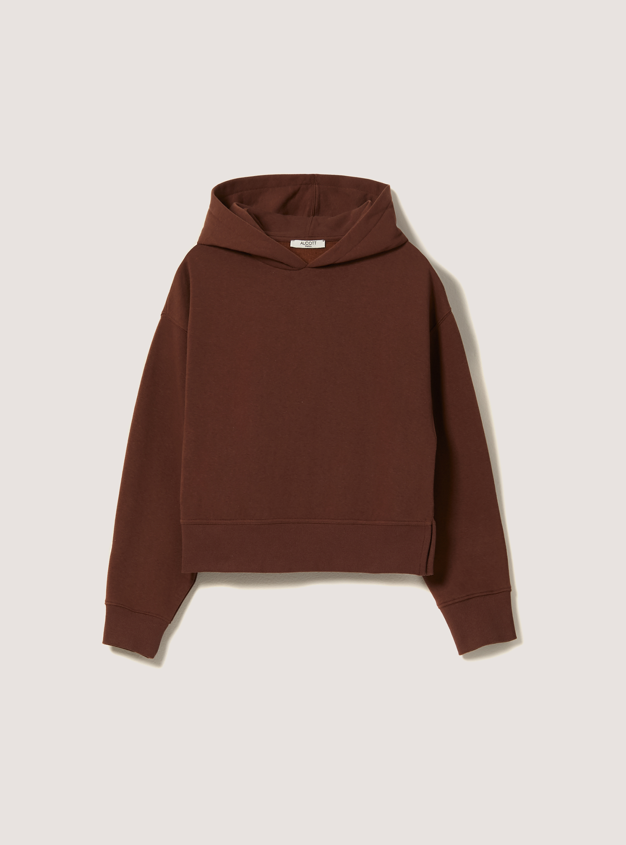Cropped hooded sweatshirt, BR2 BROWN MEDIUM