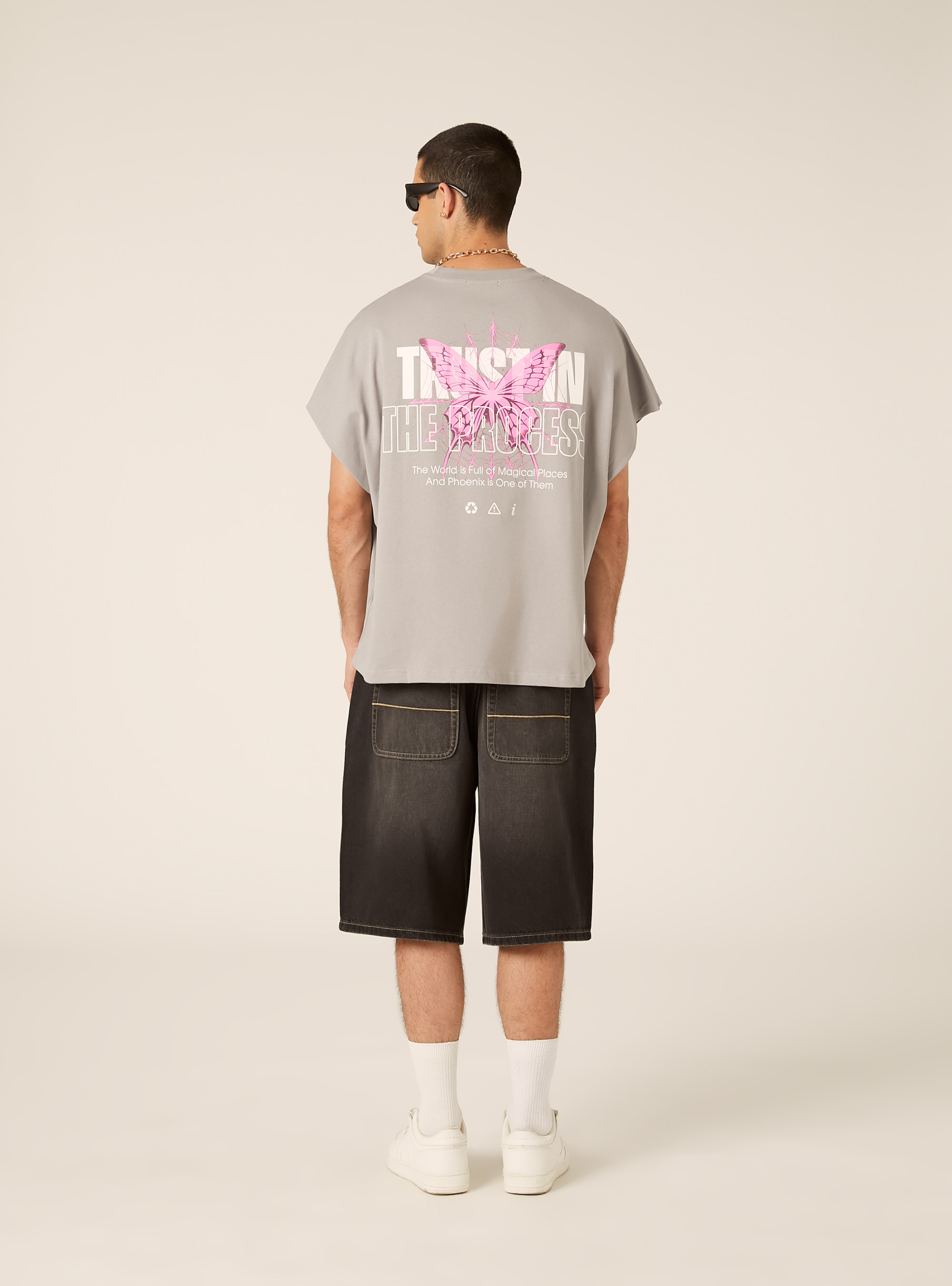 Canotta con stampa boxy fit, GY2 GREY MEDIUM