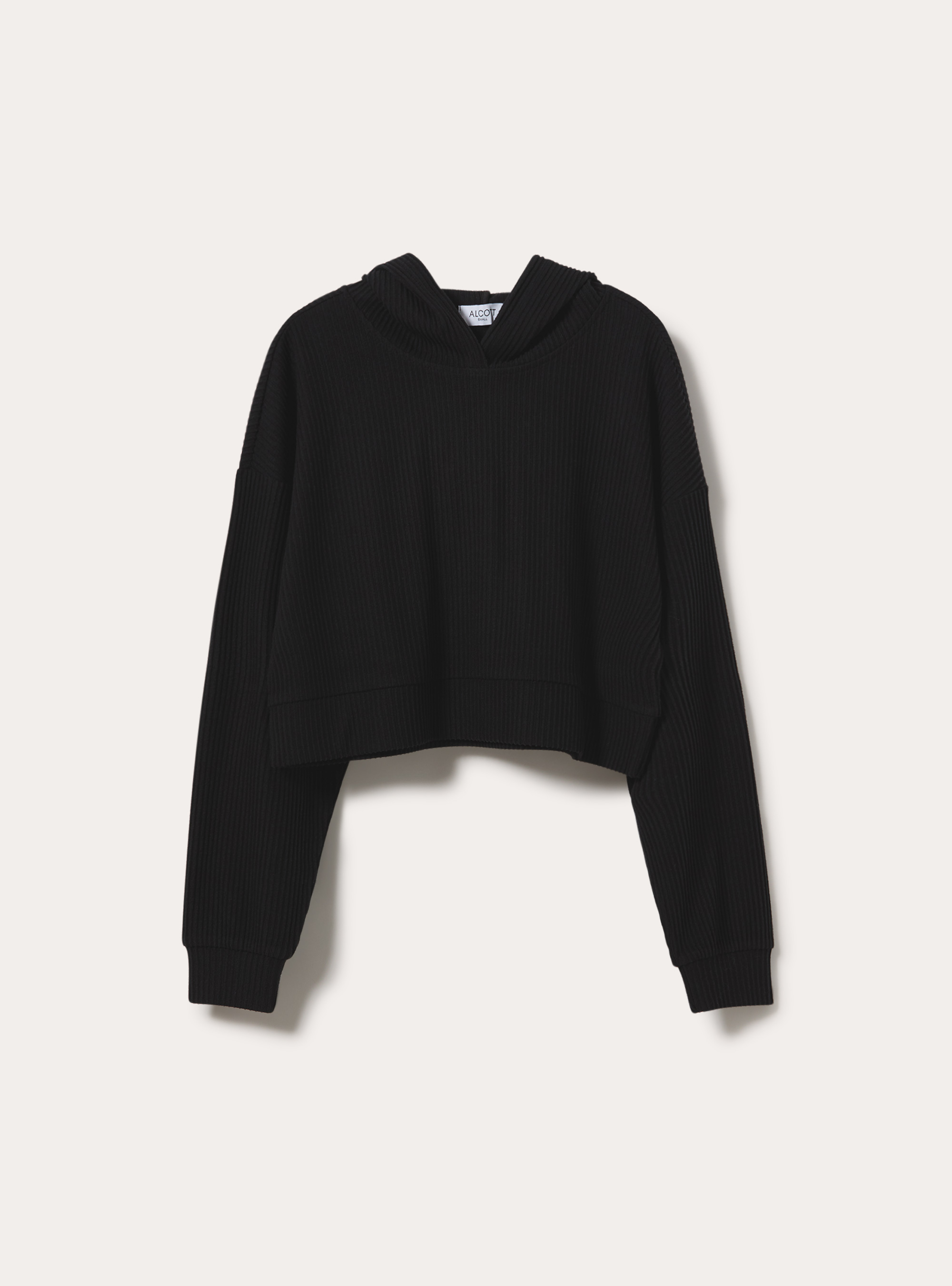 Felpa crop con cappuccio, BK1 BLACK