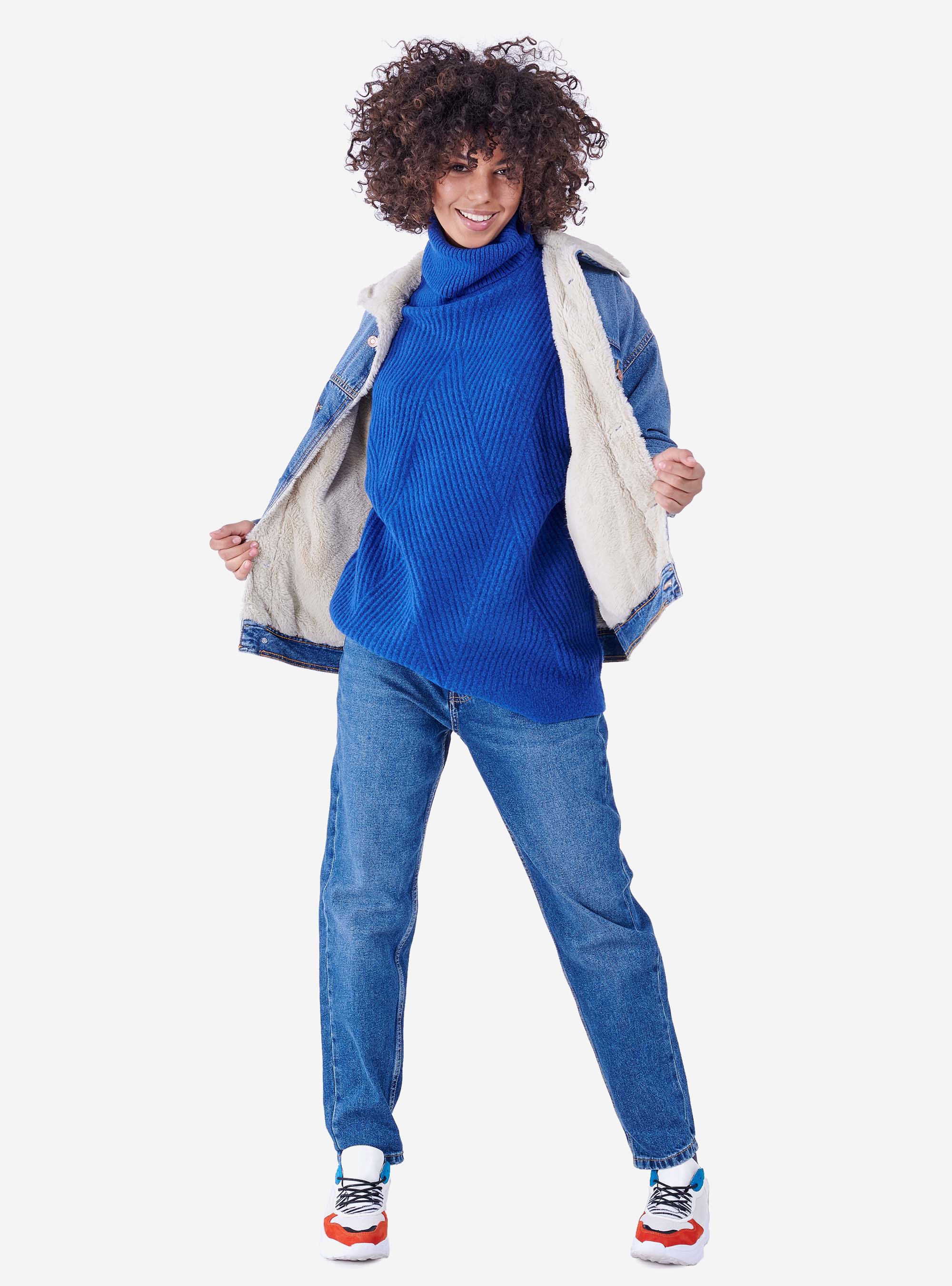 Pullover à col roulé oversize, C2225 ROYAL