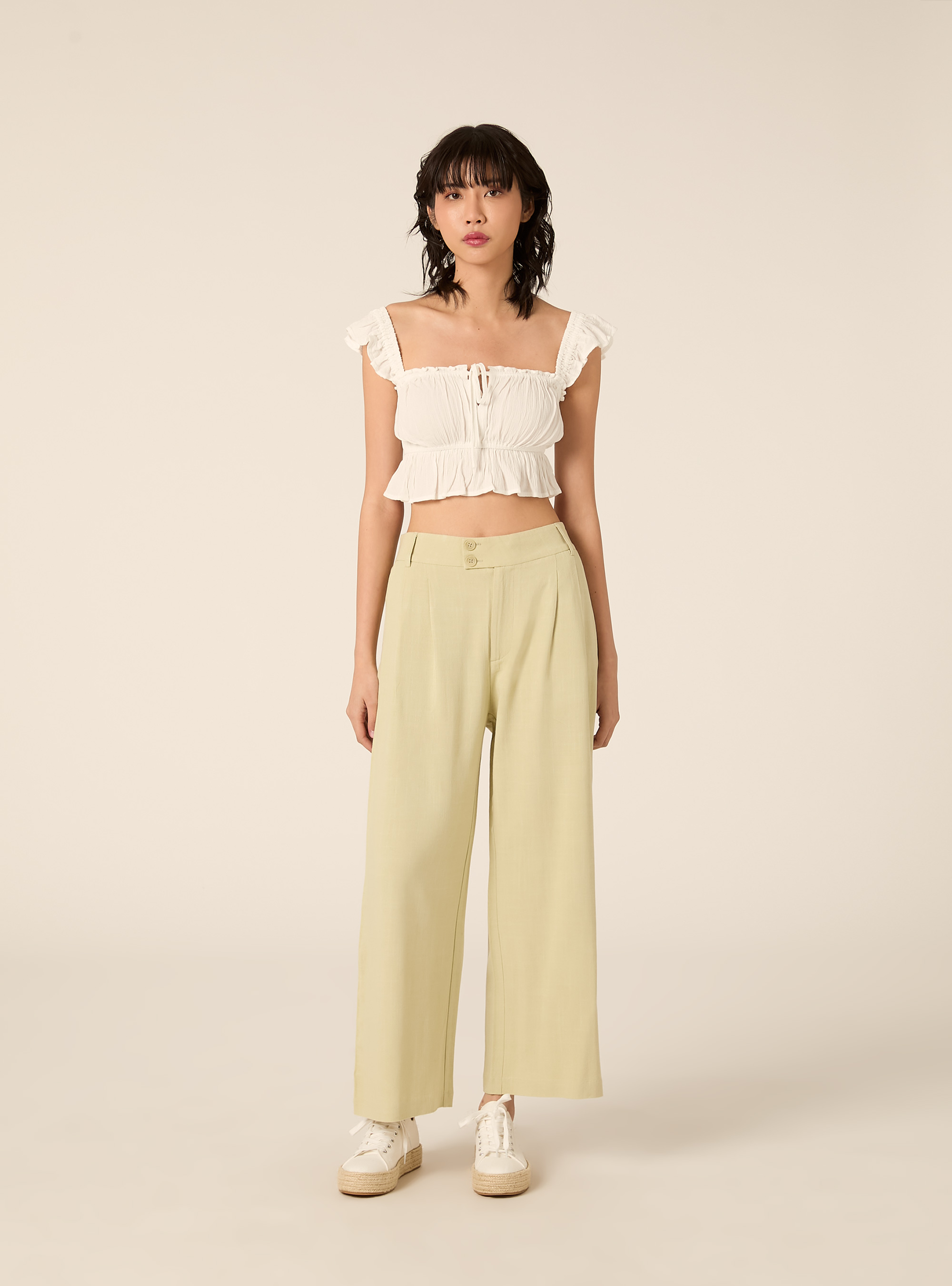 Pantaloni wide leg in misto lino, KY3 KAKY LIGHT