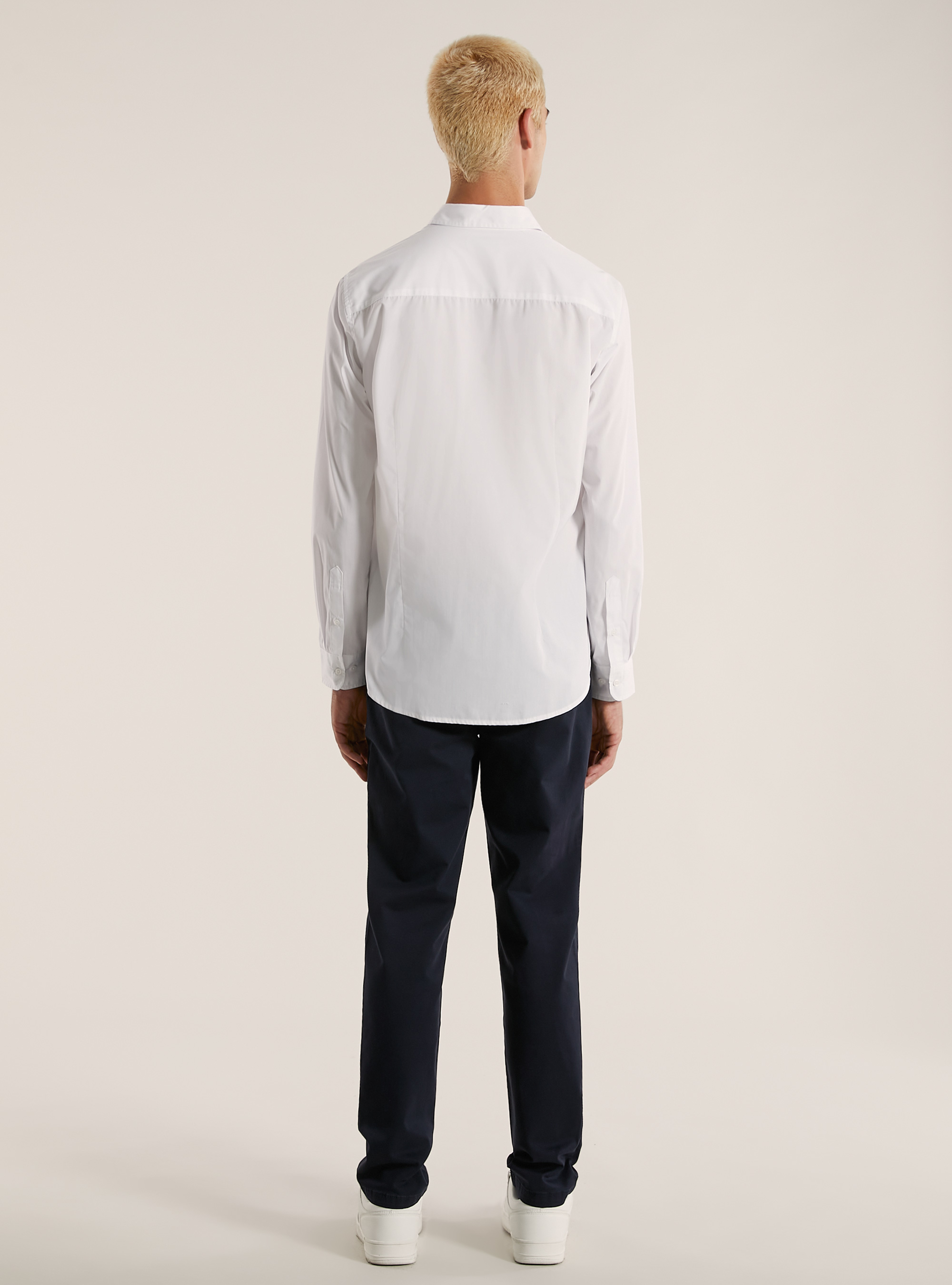 Einfarbiges langärmeliges Hemd, WH1 OFF WHITE