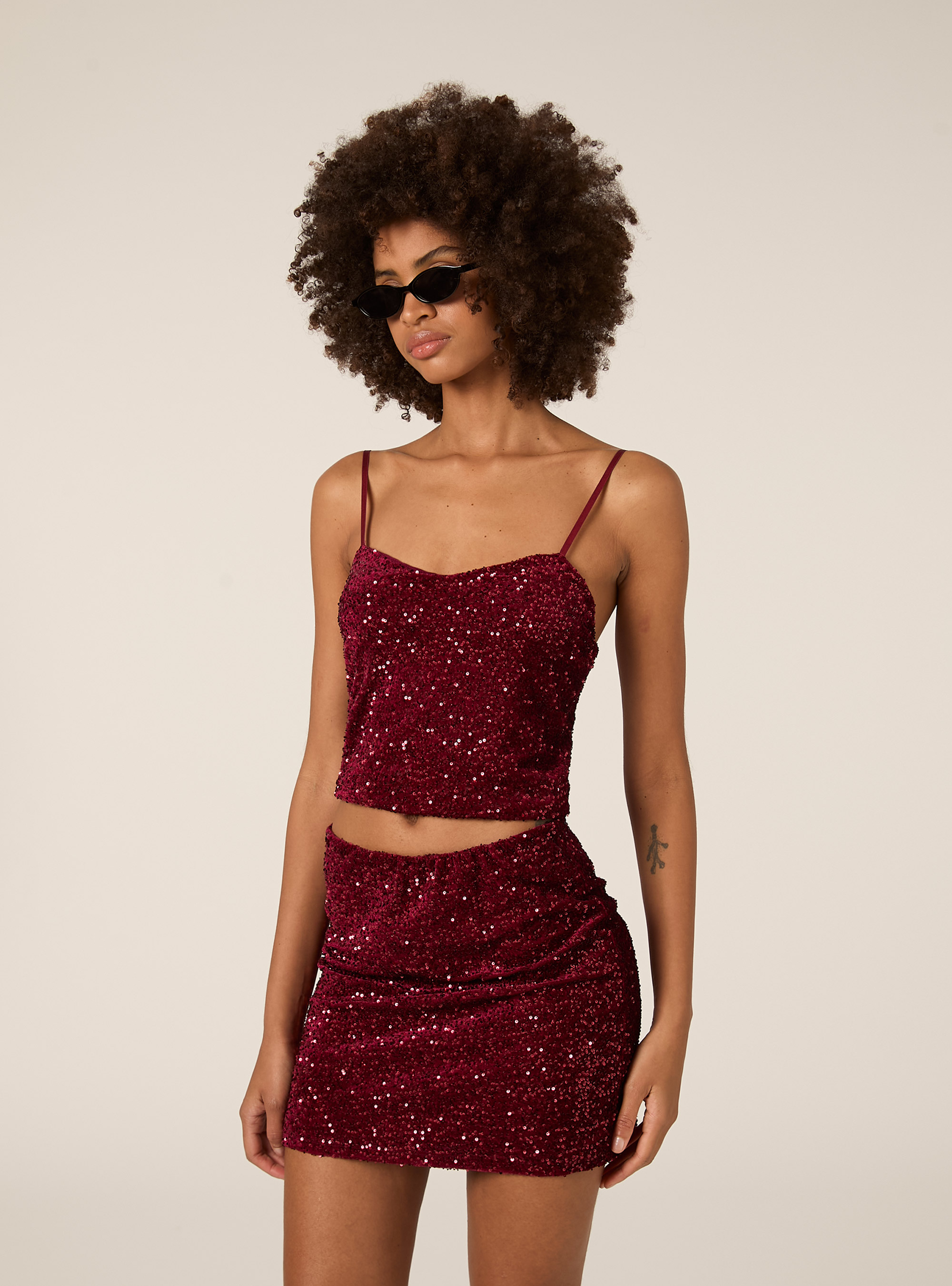 Top in paillettes, BO2 BORDEAUX MEDIUM