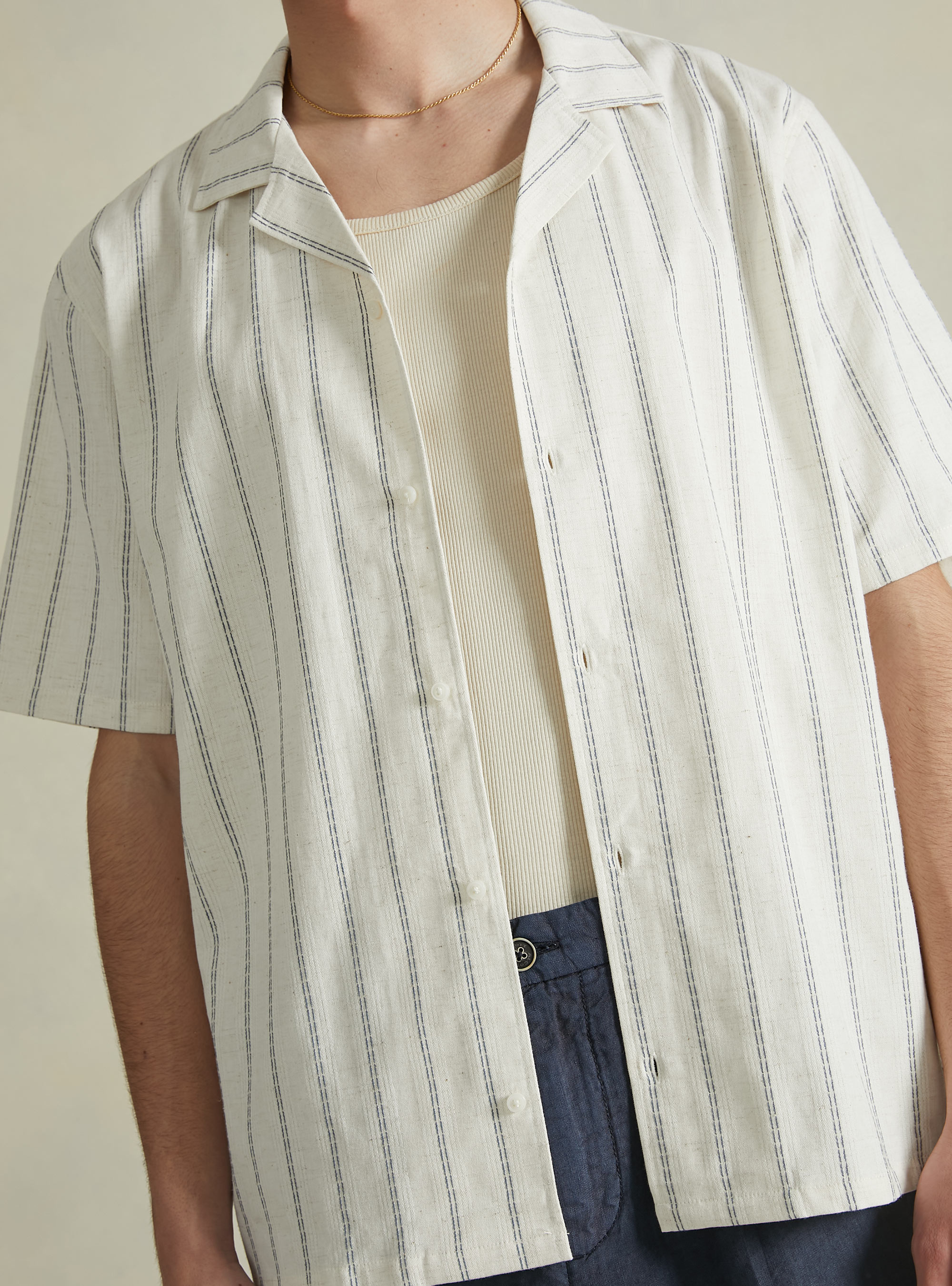 Chemise en lin m&eacute;lang&eacute; texture, IN2 INDIGO MEDIUM