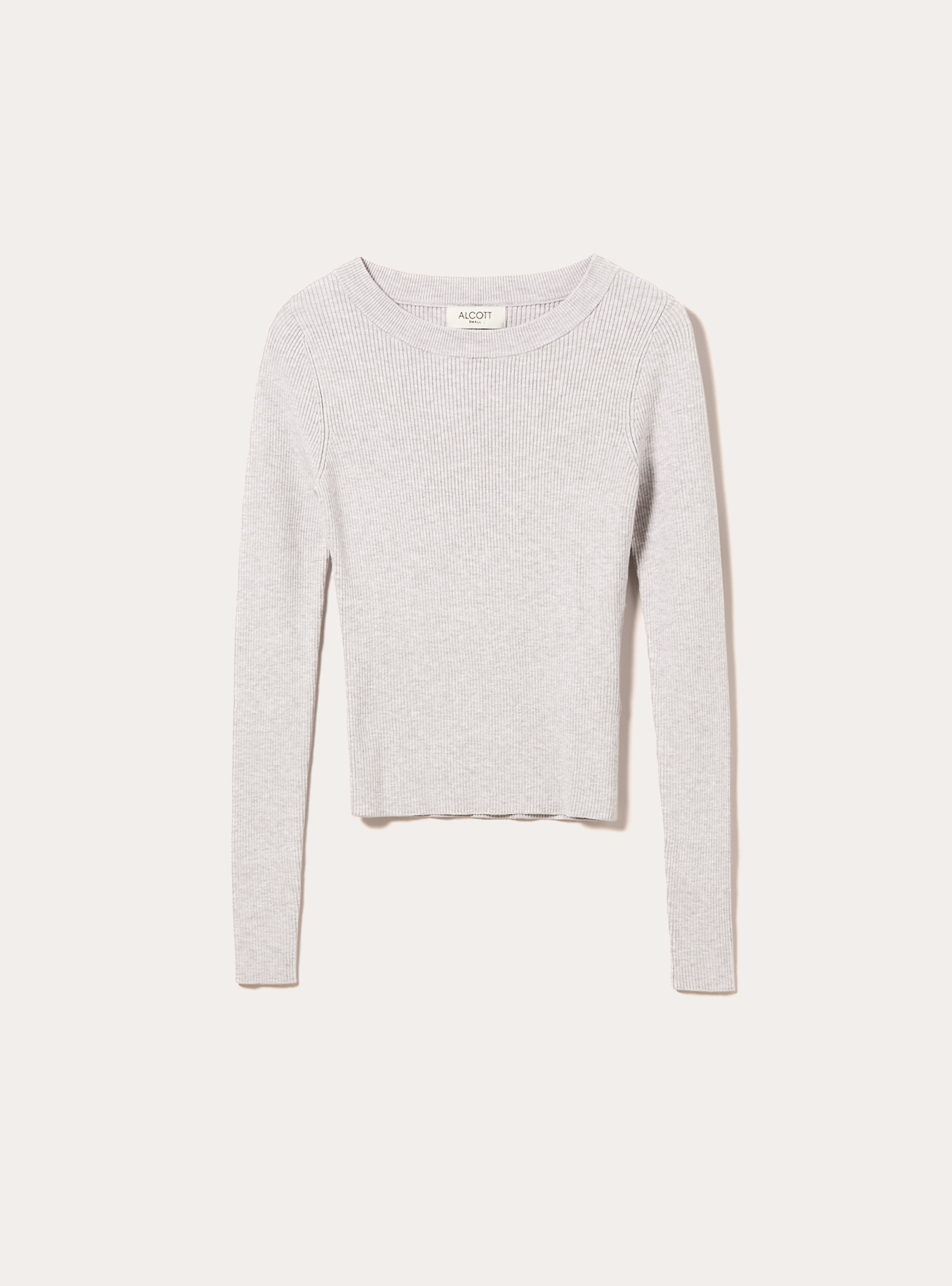 Lightweight ribbed knit, MGY2 GREY MEL MEDIUM
